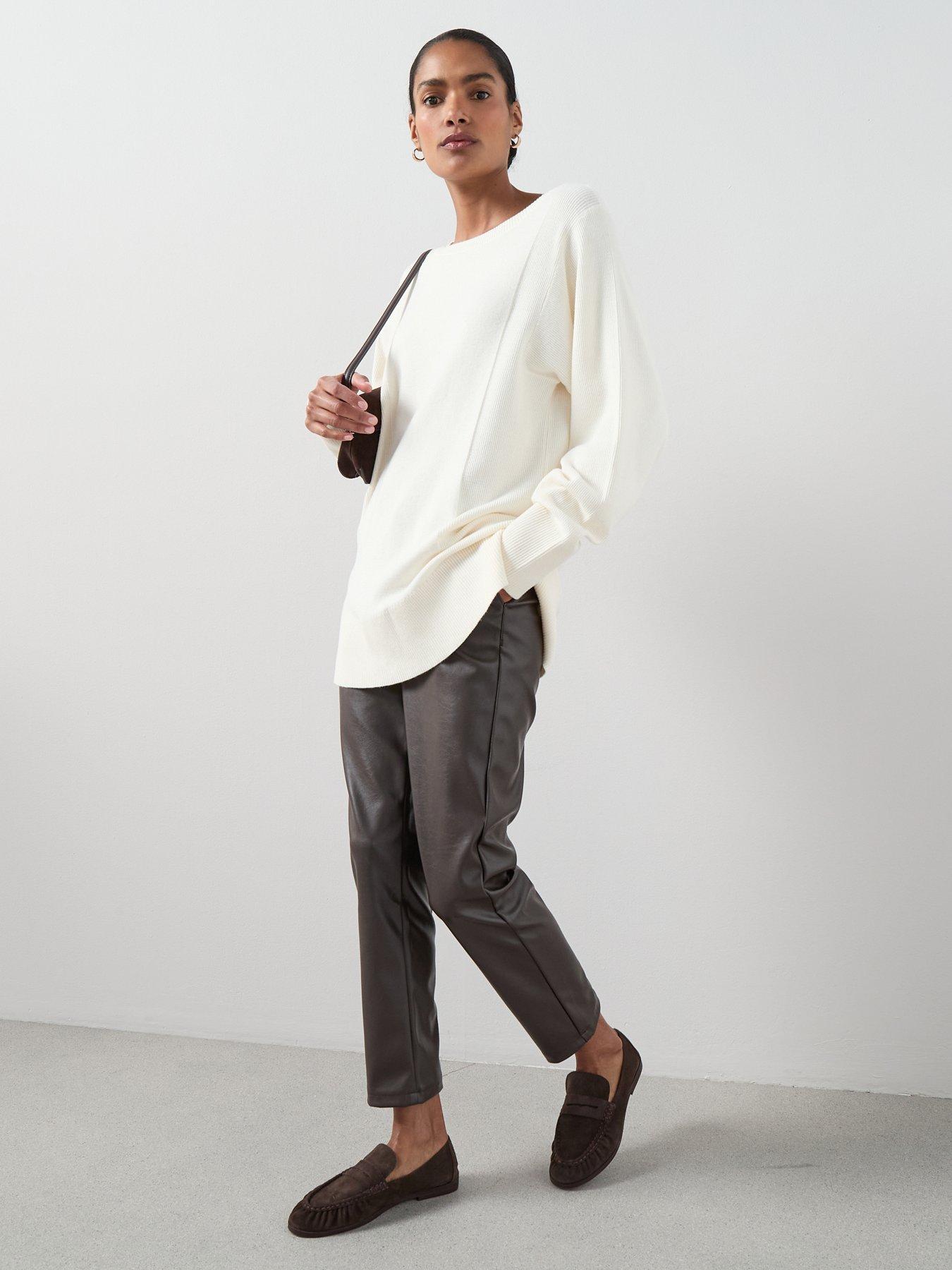 Image 3 of 6 of The Very Collection Classic Comfort Slash Neck Wide Sleeve Longline Jumper - Cream