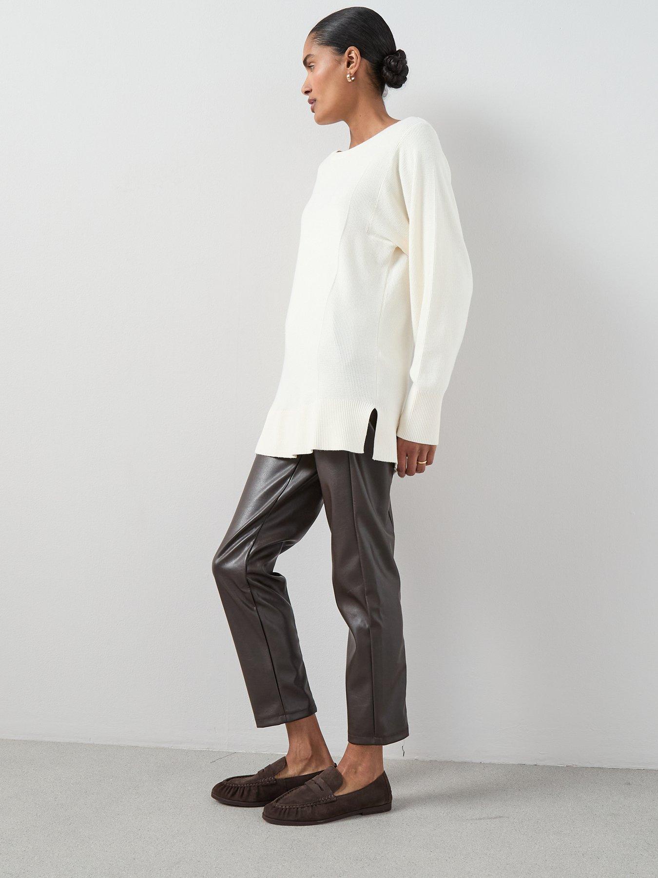 Image 6 of 6 of The Very Collection Classic Comfort Slash Neck Wide Sleeve Longline Jumper - Cream