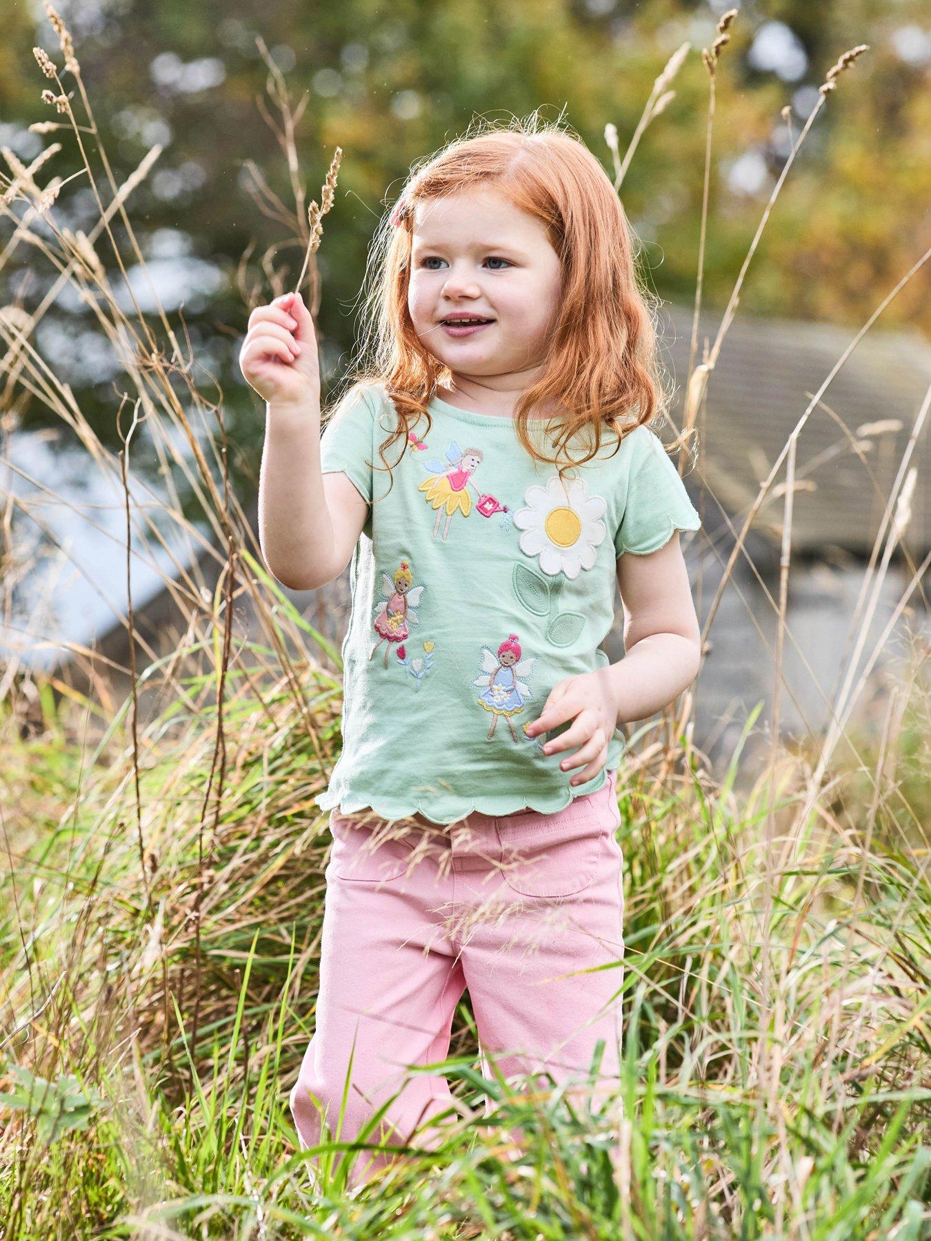  image of jojo-maman-bebe-girls-fairy-applique-daisy-pocket-t-shirt-green
