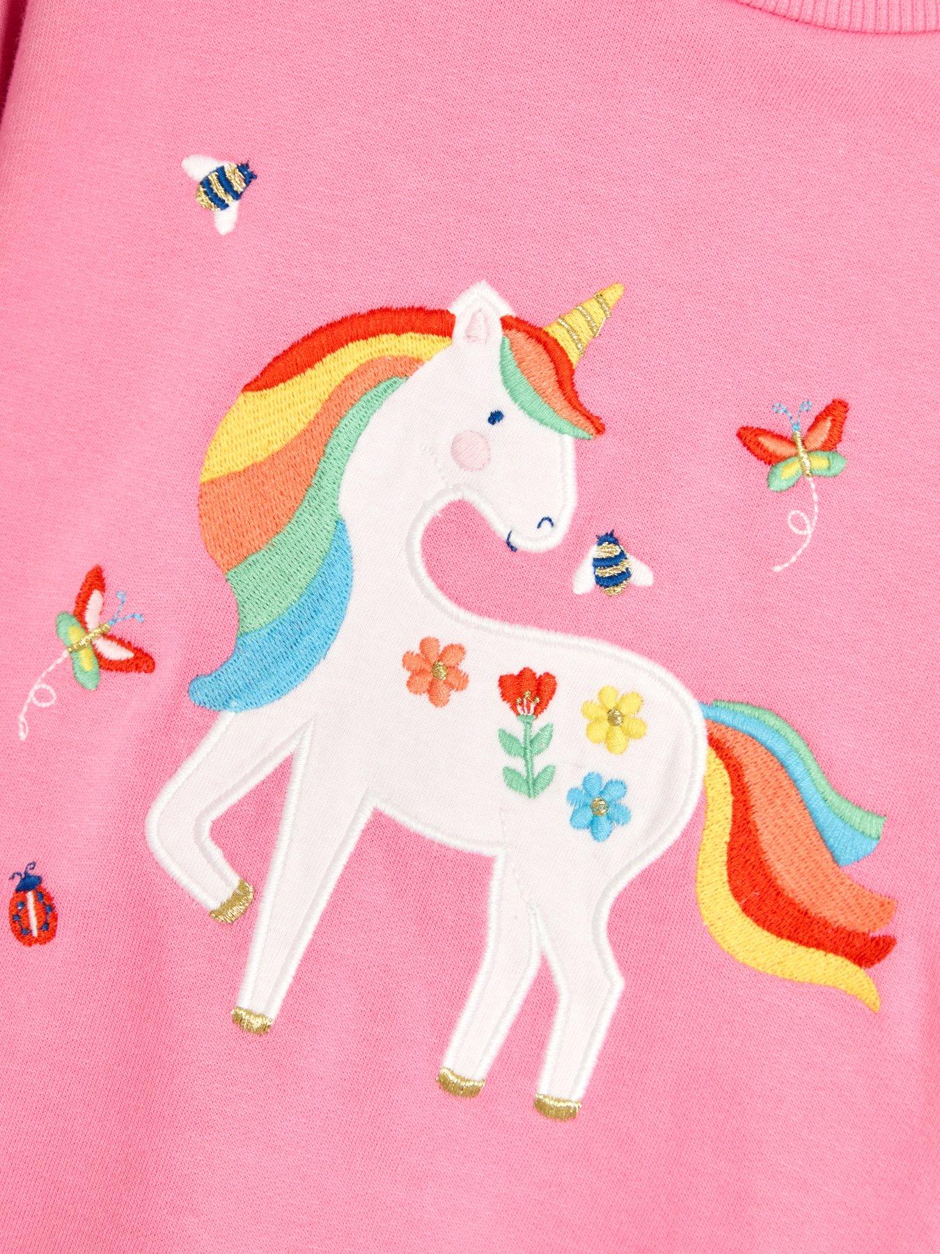  image of jojo-maman-bebe-girls-unicorn-applique-sweatshirt-leggings-set-pink