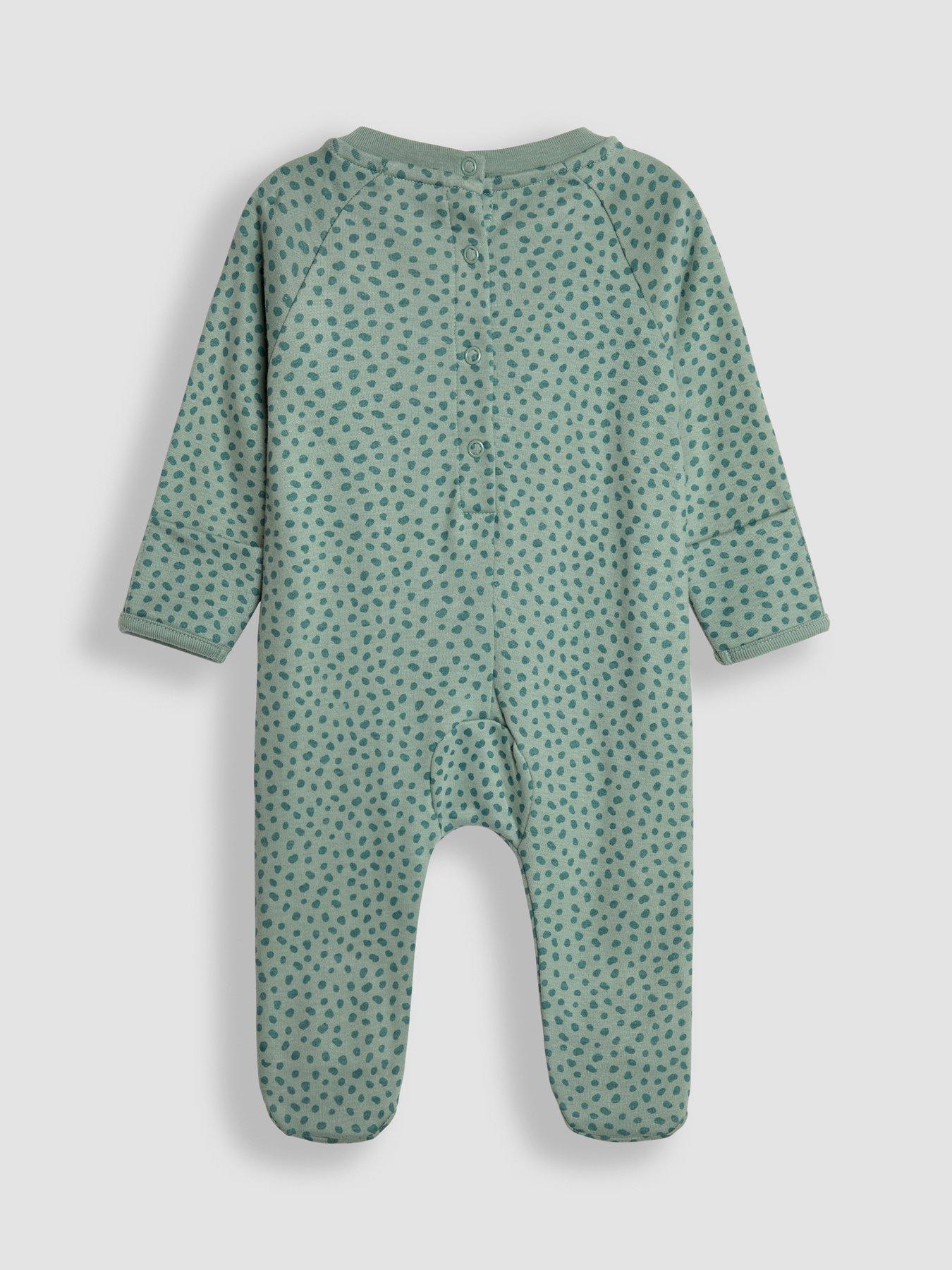  image of jojo-maman-bebe-baby-unisex-dino-applique-sleepsuit-green