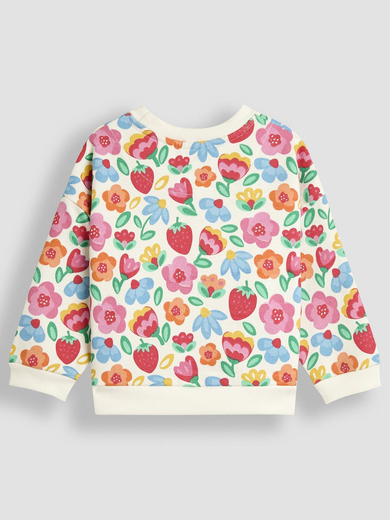  image of jojo-maman-bebe-girls-strawberry-floral-sweatshirt-cream