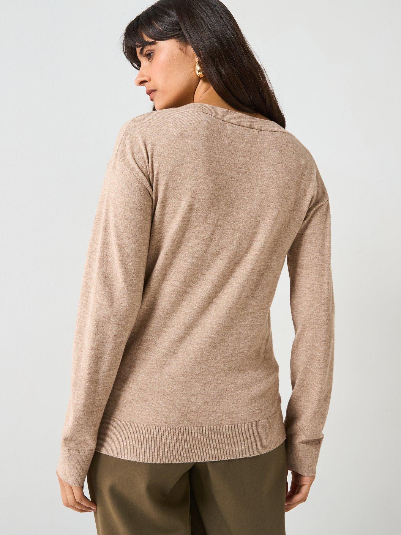 Image 2 of 5 of V by Very Classic Comfort V Neck Jumper - Neutral