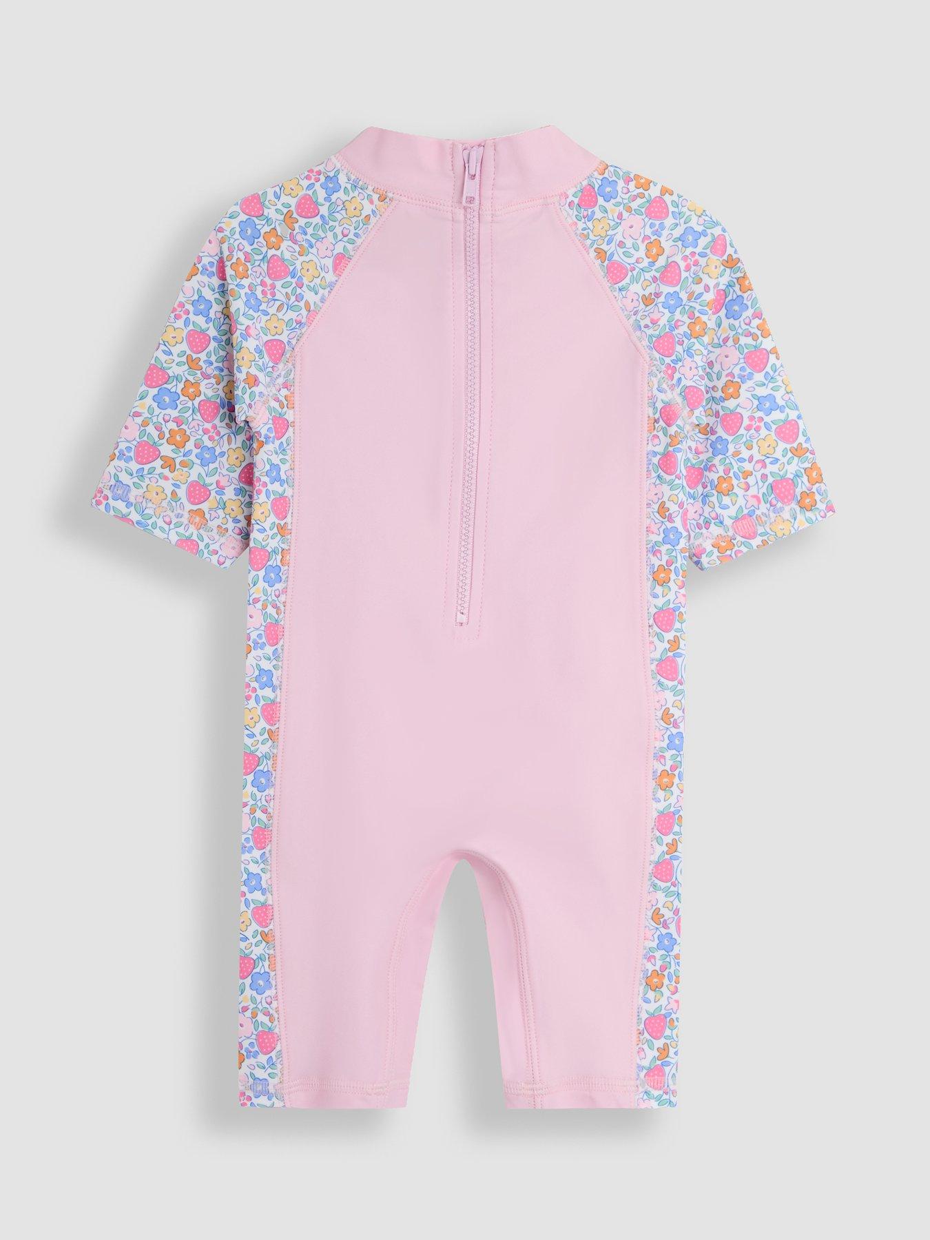  image of jojo-maman-bebe-girls-strawberry-ditsy-sun-protection-suit-pink
