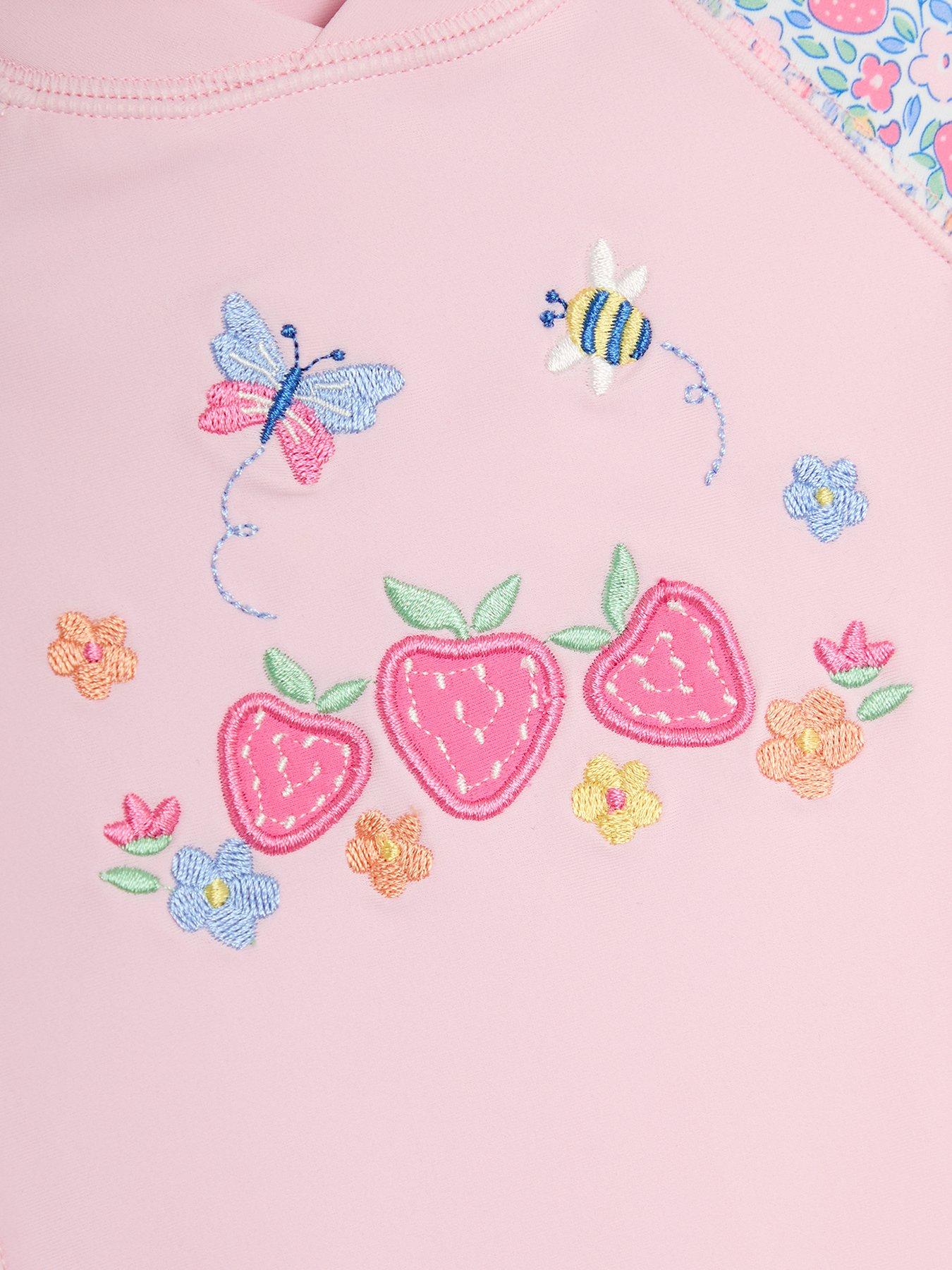  image of jojo-maman-bebe-girls-strawberry-ditsy-sun-protection-suit-pink