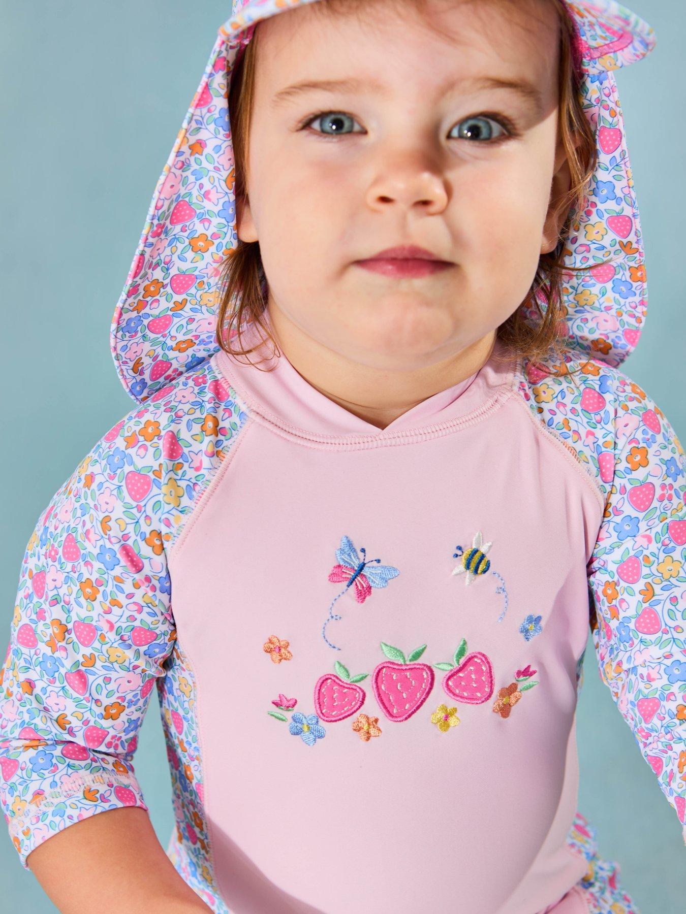  image of jojo-maman-bebe-girls-strawberry-ditsy-sun-protection-suit-pink
