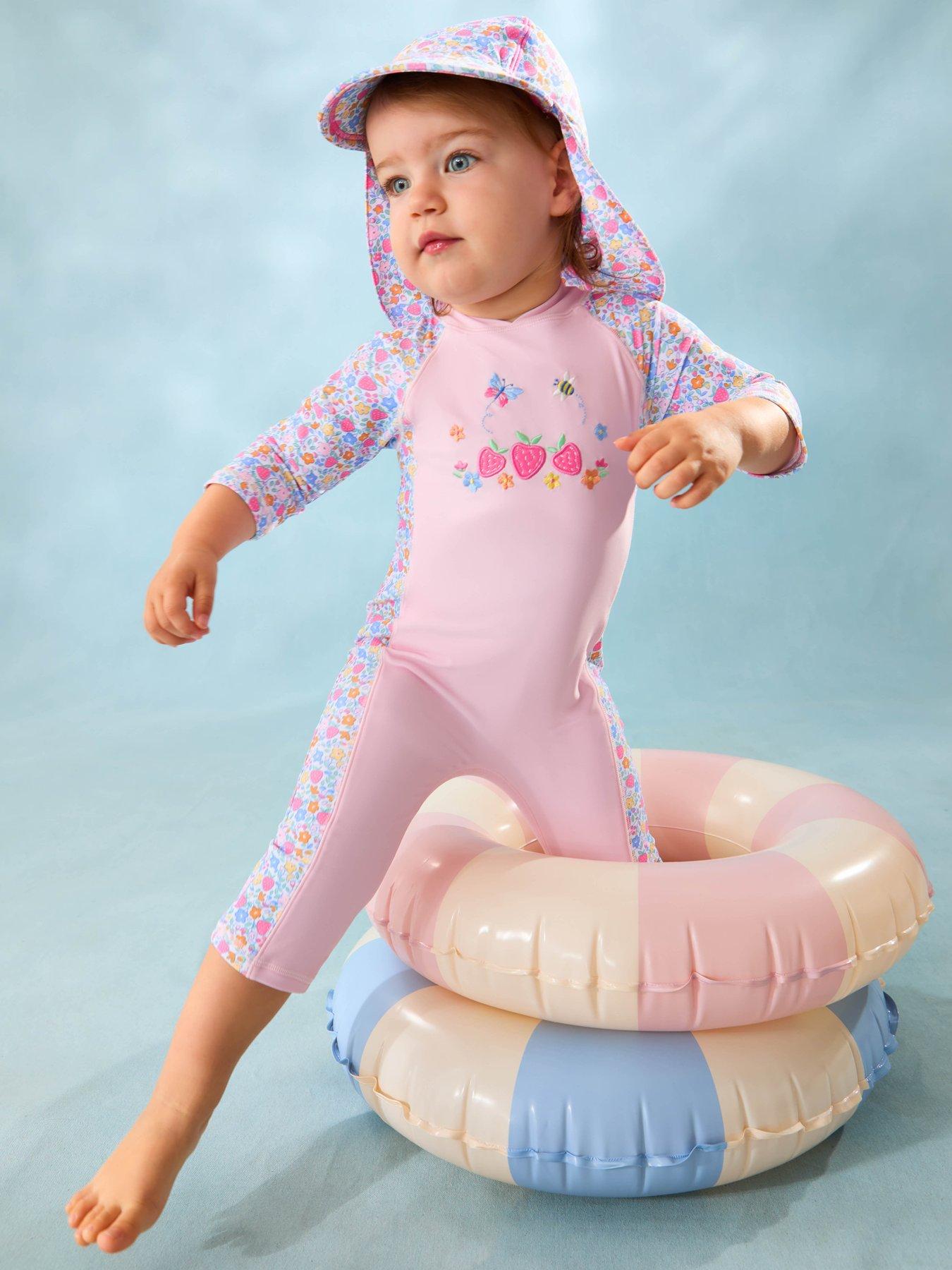  image of jojo-maman-bebe-girls-strawberry-ditsy-sun-protection-suit-pink