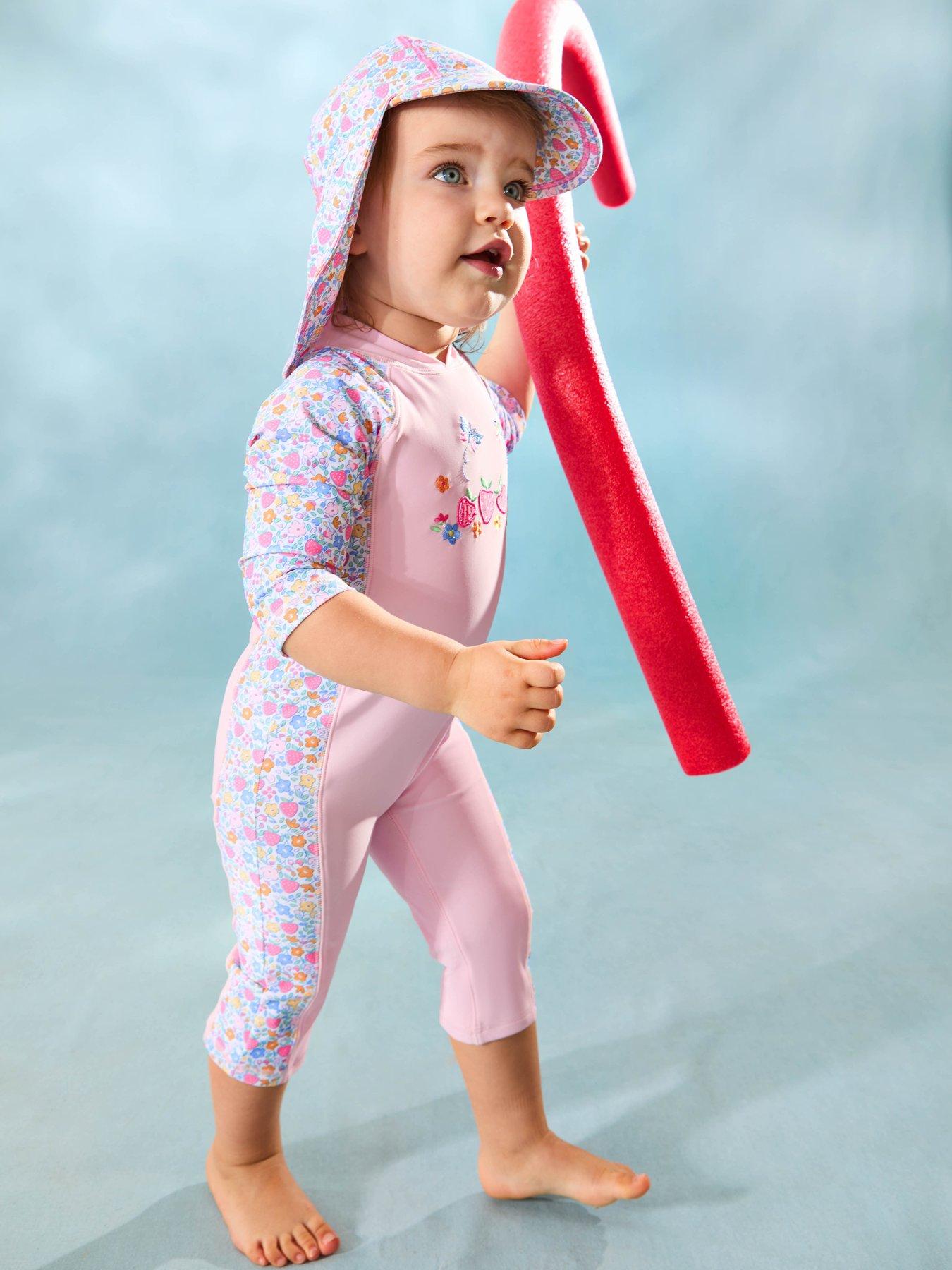  image of jojo-maman-bebe-girls-strawberry-ditsy-sun-protection-suit-pink