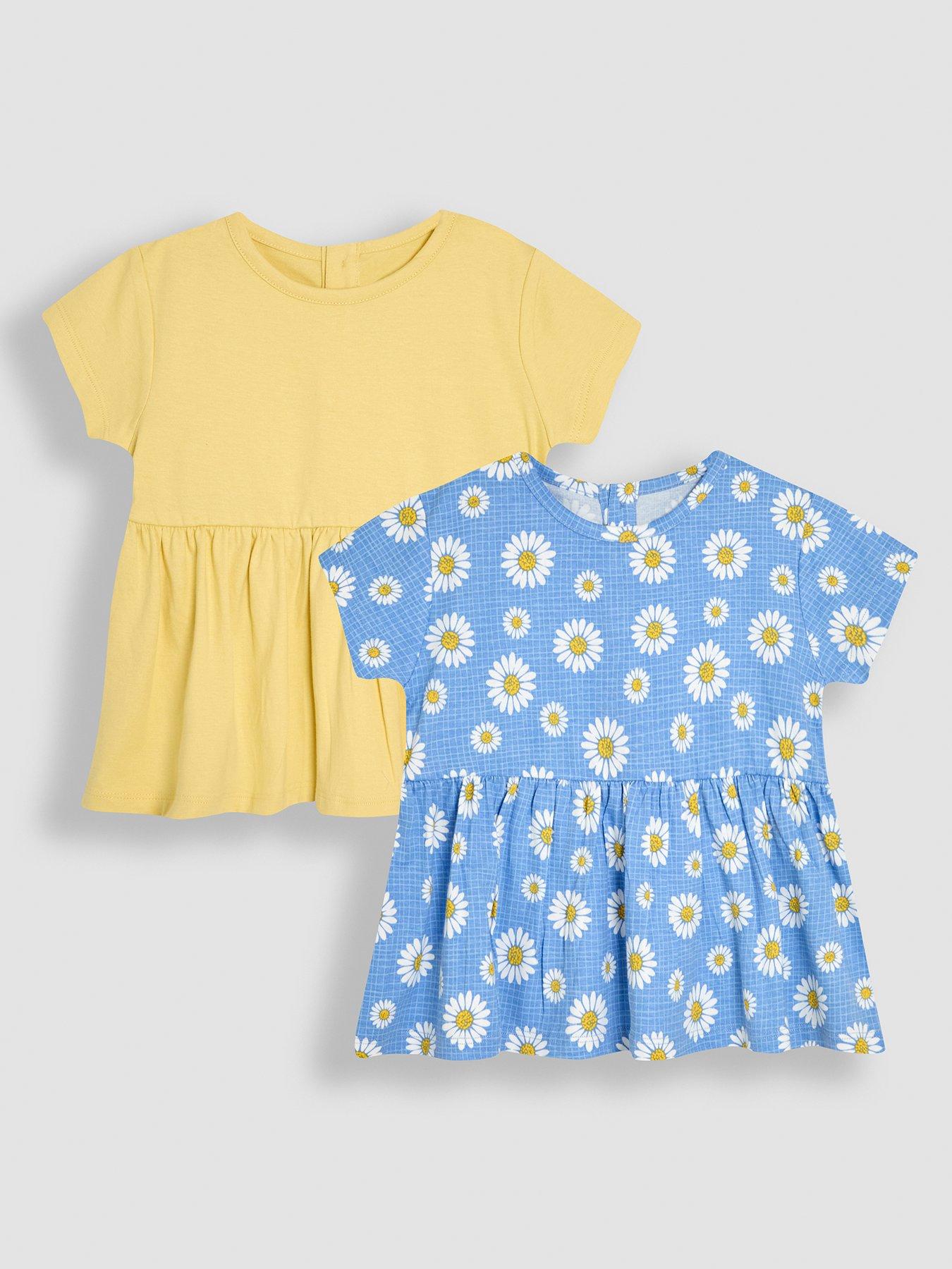 JoJo Maman Bebe Girls 2-Pack Sunflower Floral T-Shirts - Blue