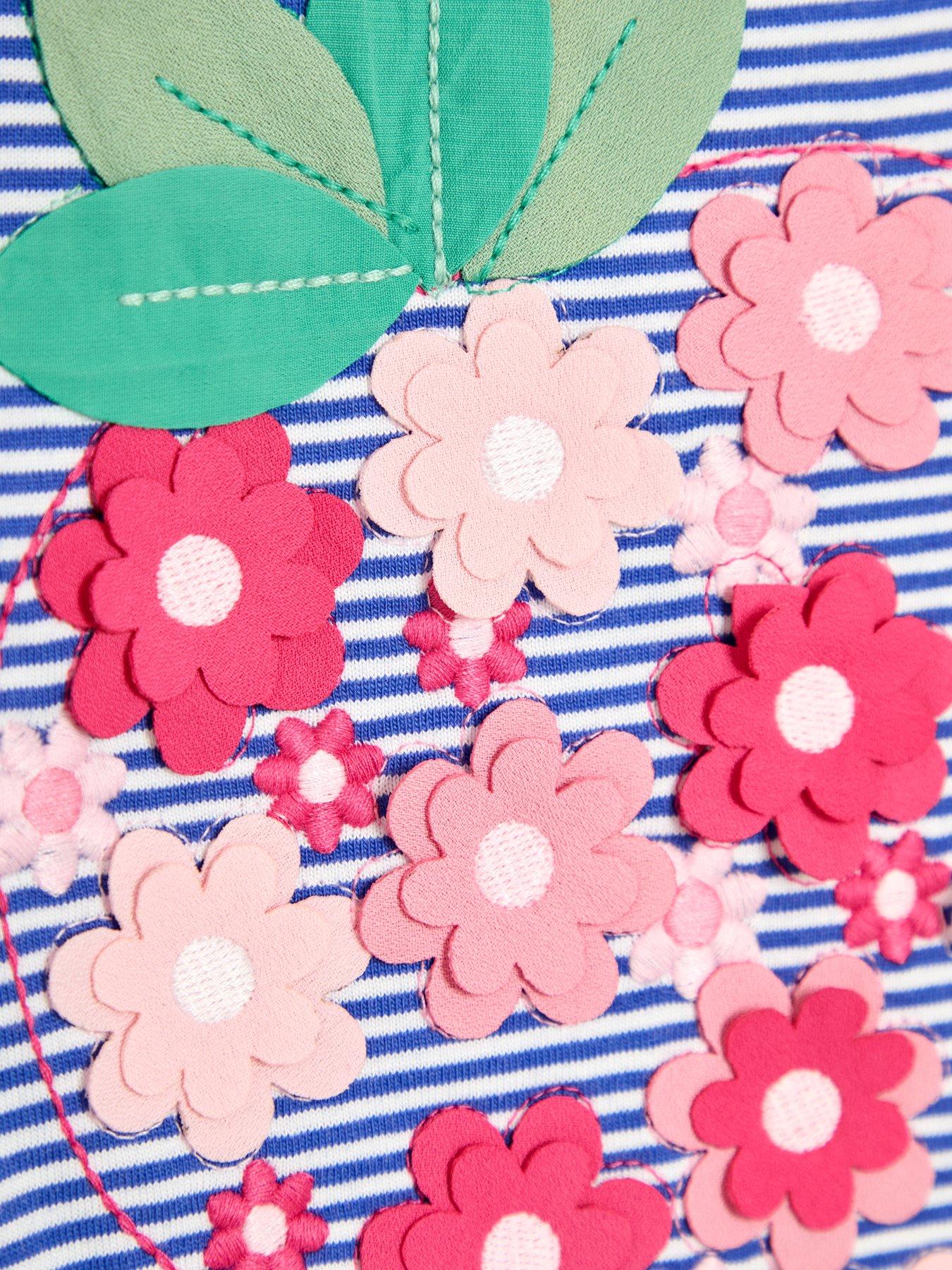  image of jojo-maman-bebe-girls-strawberry-applique-puff-sleeve-t-shirt-blue