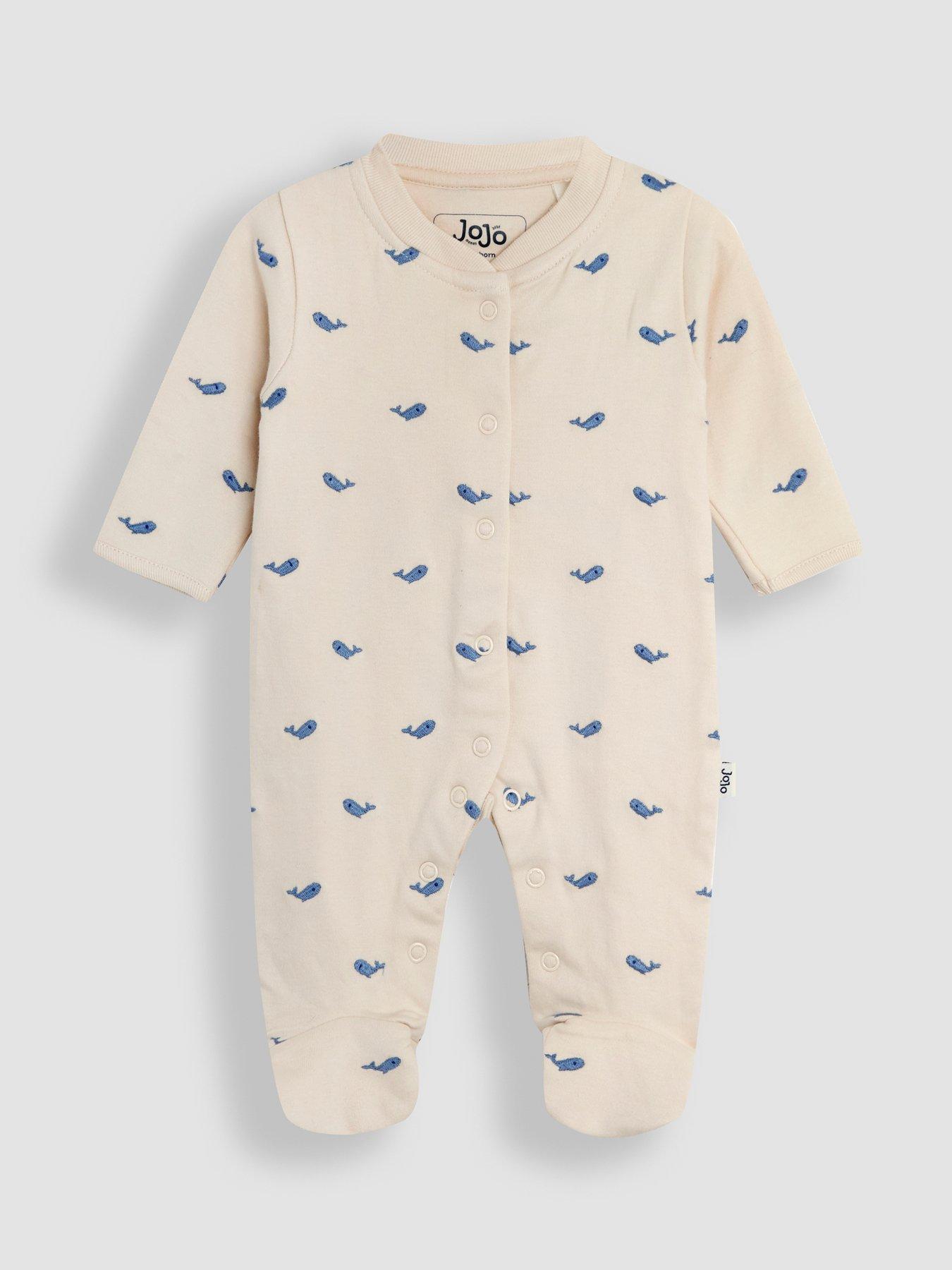  image of jojo-maman-bebe-baby-boys-2-pack-embroidered-whale-sleepsuit-amp-hat-set-beige