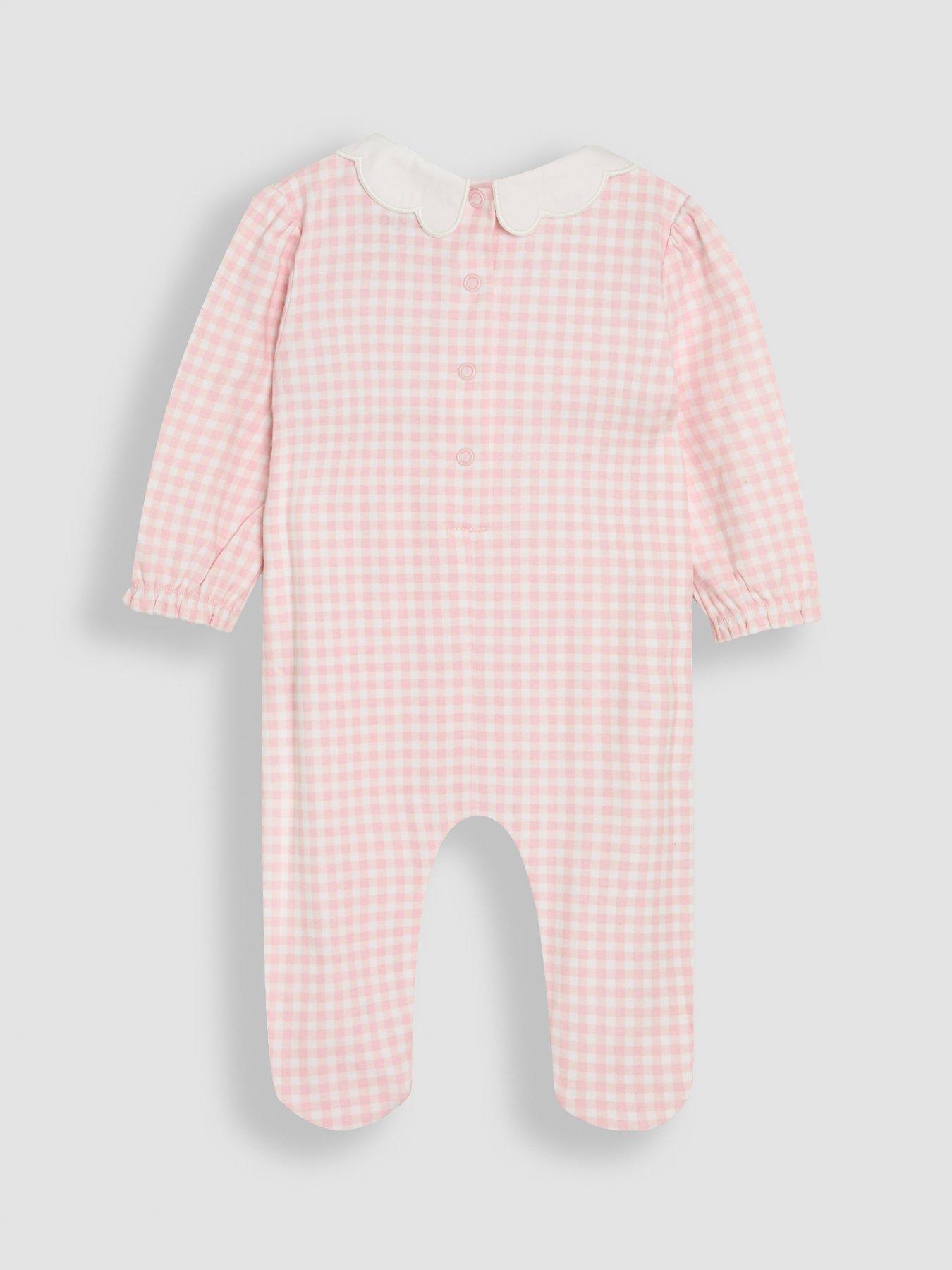  image of jojo-maman-bebe-baby-girls-strawberry-smocked-sleepsuit-pink