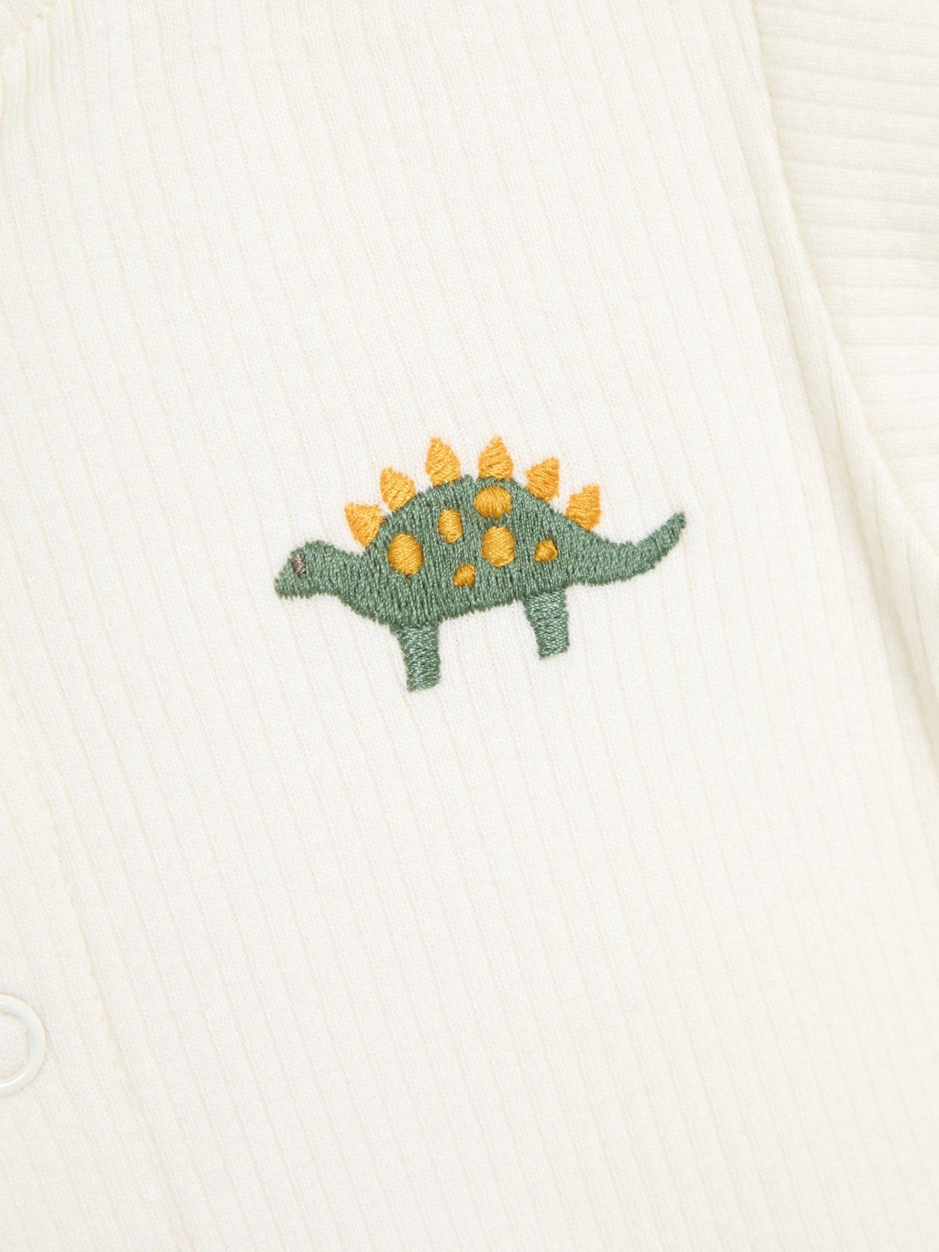 Image 2 of 7 of JoJo Maman Bebe Baby Boys 2 Pack Stegosaurus & Plain Short Sleeve Bodysuits - Blue