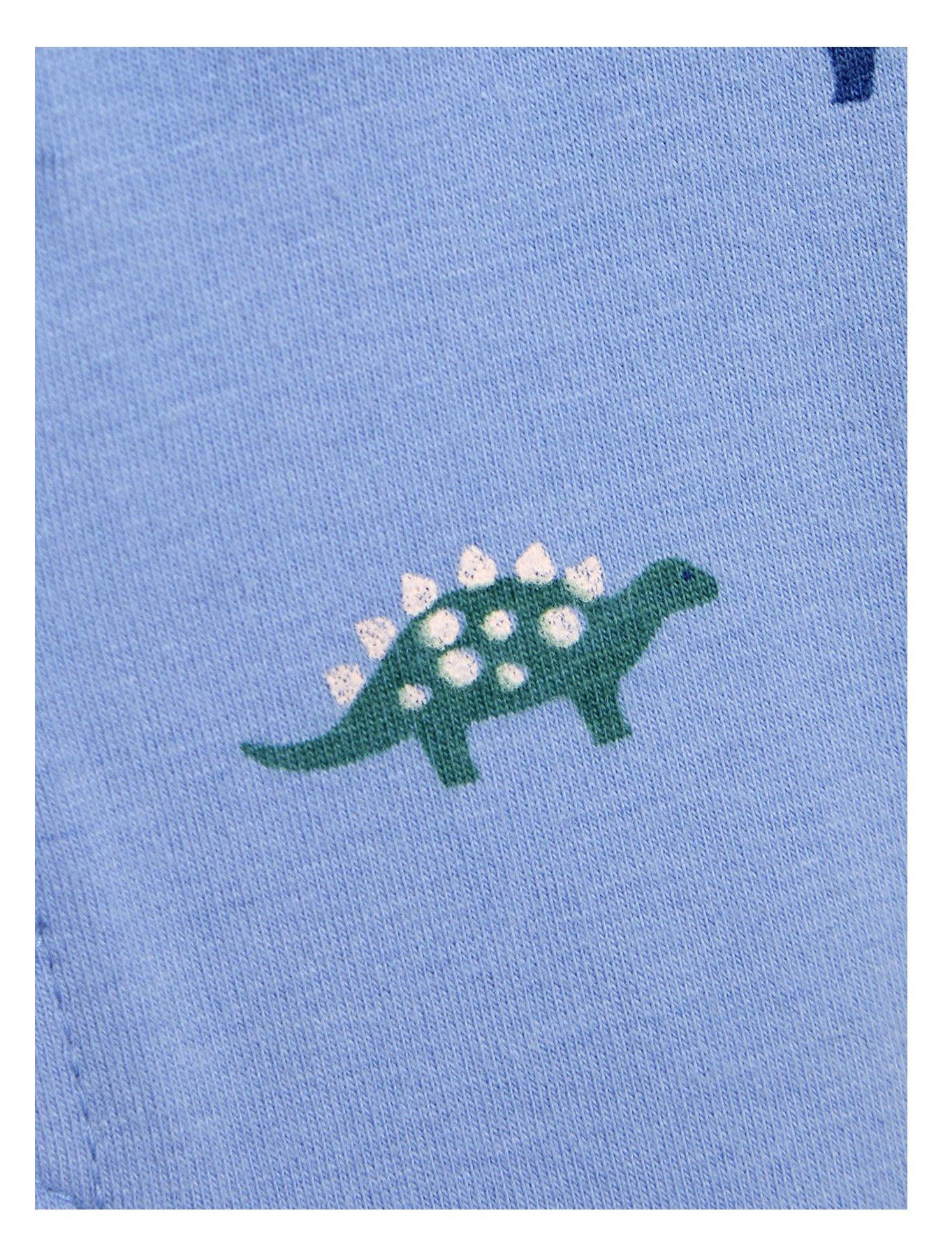 Image 3 of 7 of JoJo Maman Bebe Baby Boys 2 Pack Stegosaurus & Plain Short Sleeve Bodysuits - Blue