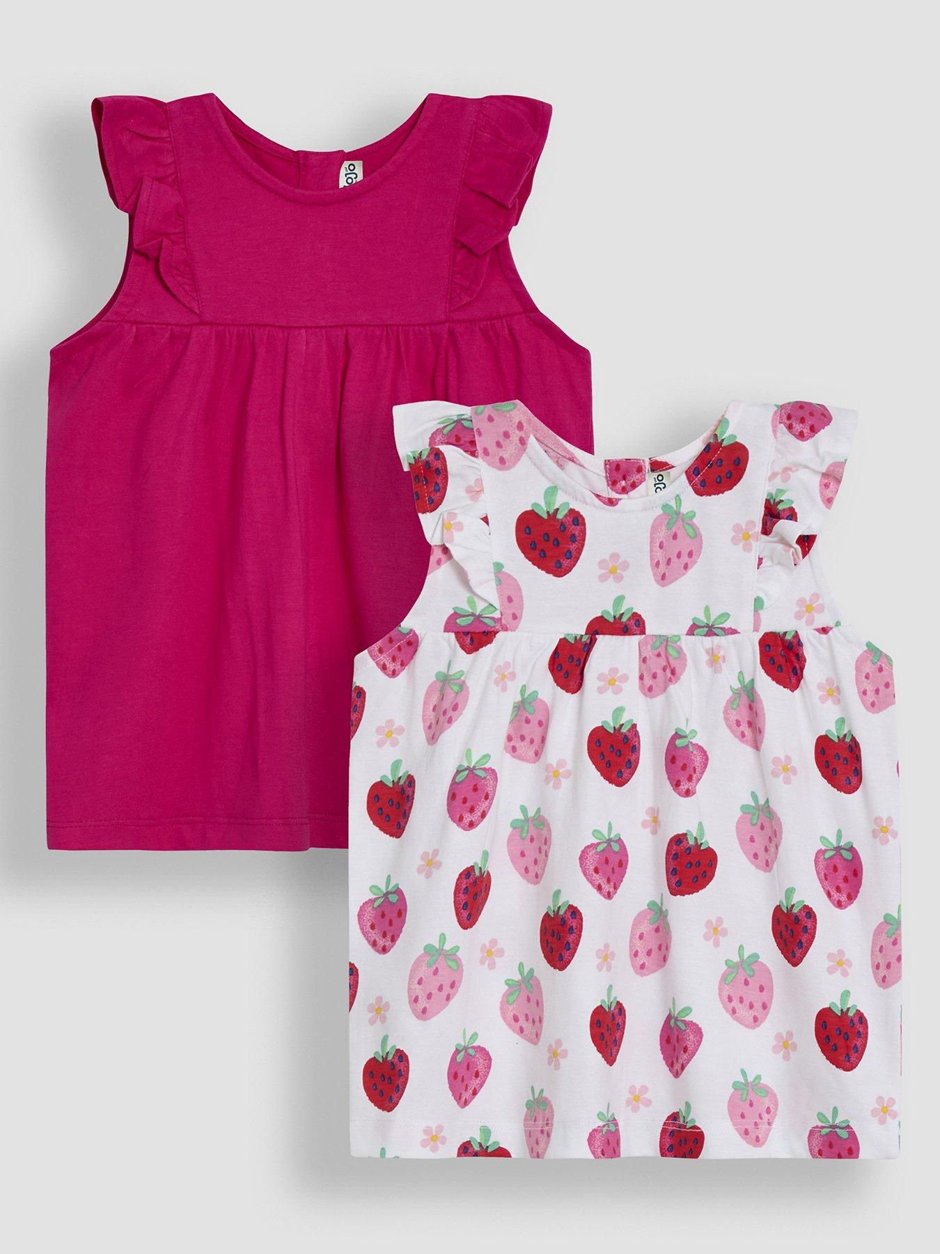 jojo-maman-bebe-girls-2-pack-strawberry-floral-frill-sleeve-t-shirts-pink
