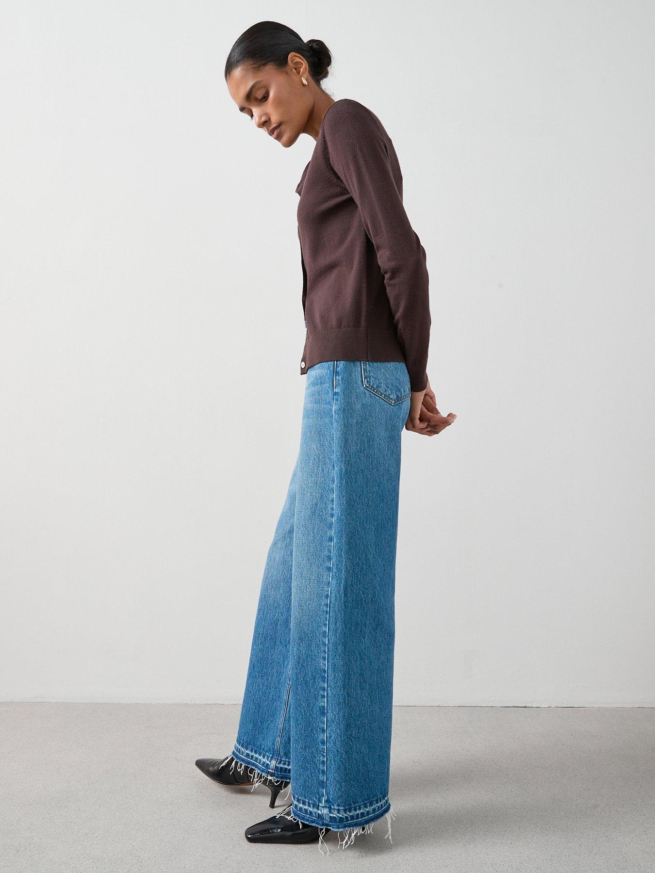 Image 3 of 6 of The Very Collection Classic Comfort Crew Neck Cardigan - Chocolate