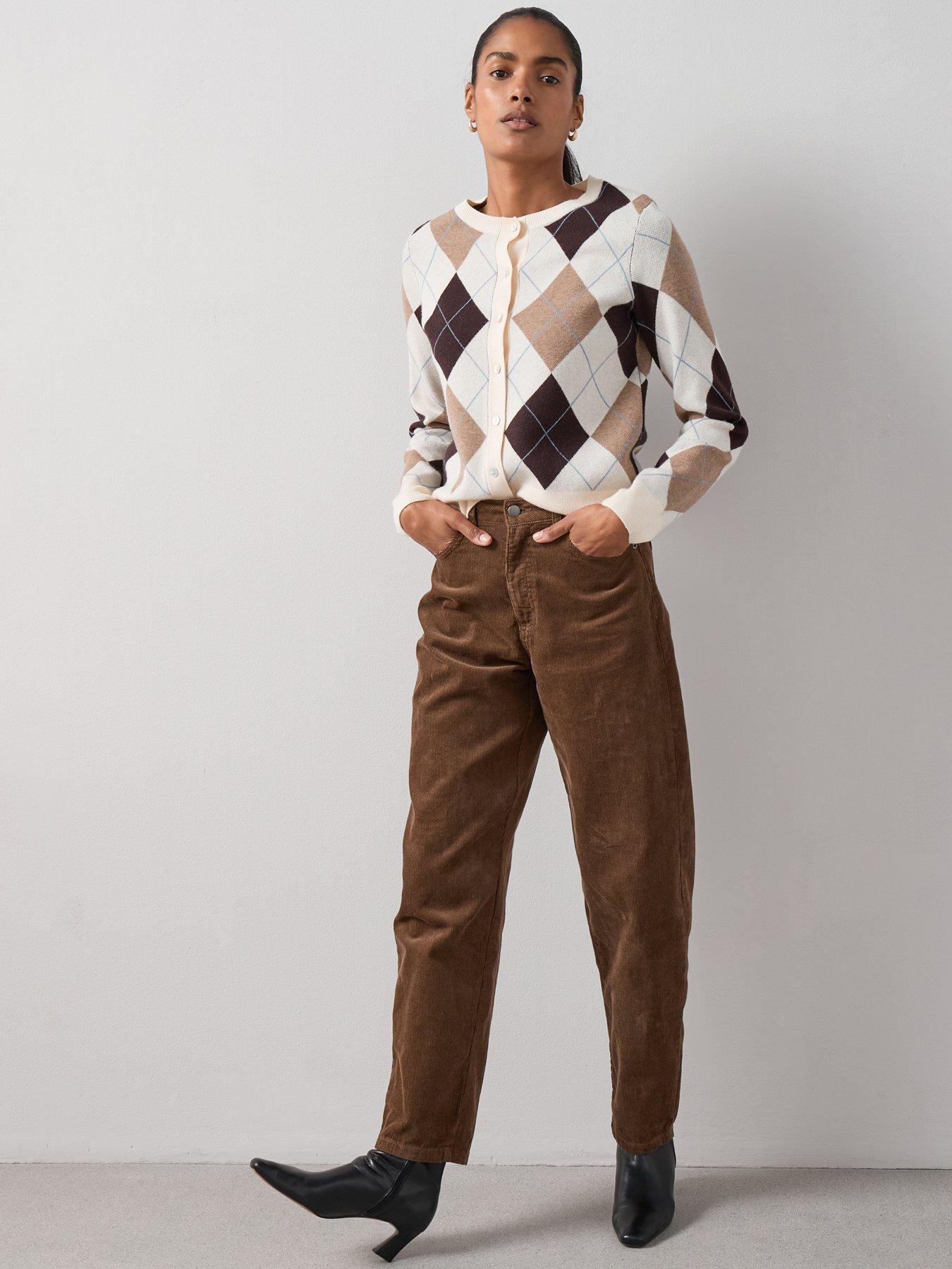 Image 3 of 6 of The Very Collection Classic Comfort Crew Neck Argyle Cardigan - Multi