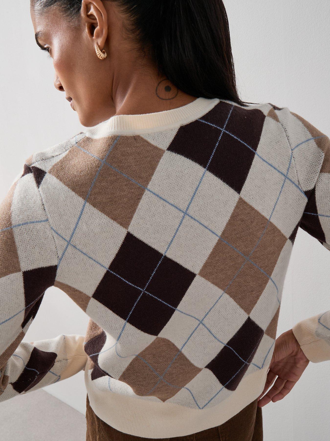 Image 5 of 6 of The Very Collection Classic Comfort Crew Neck Argyle Cardigan - Multi