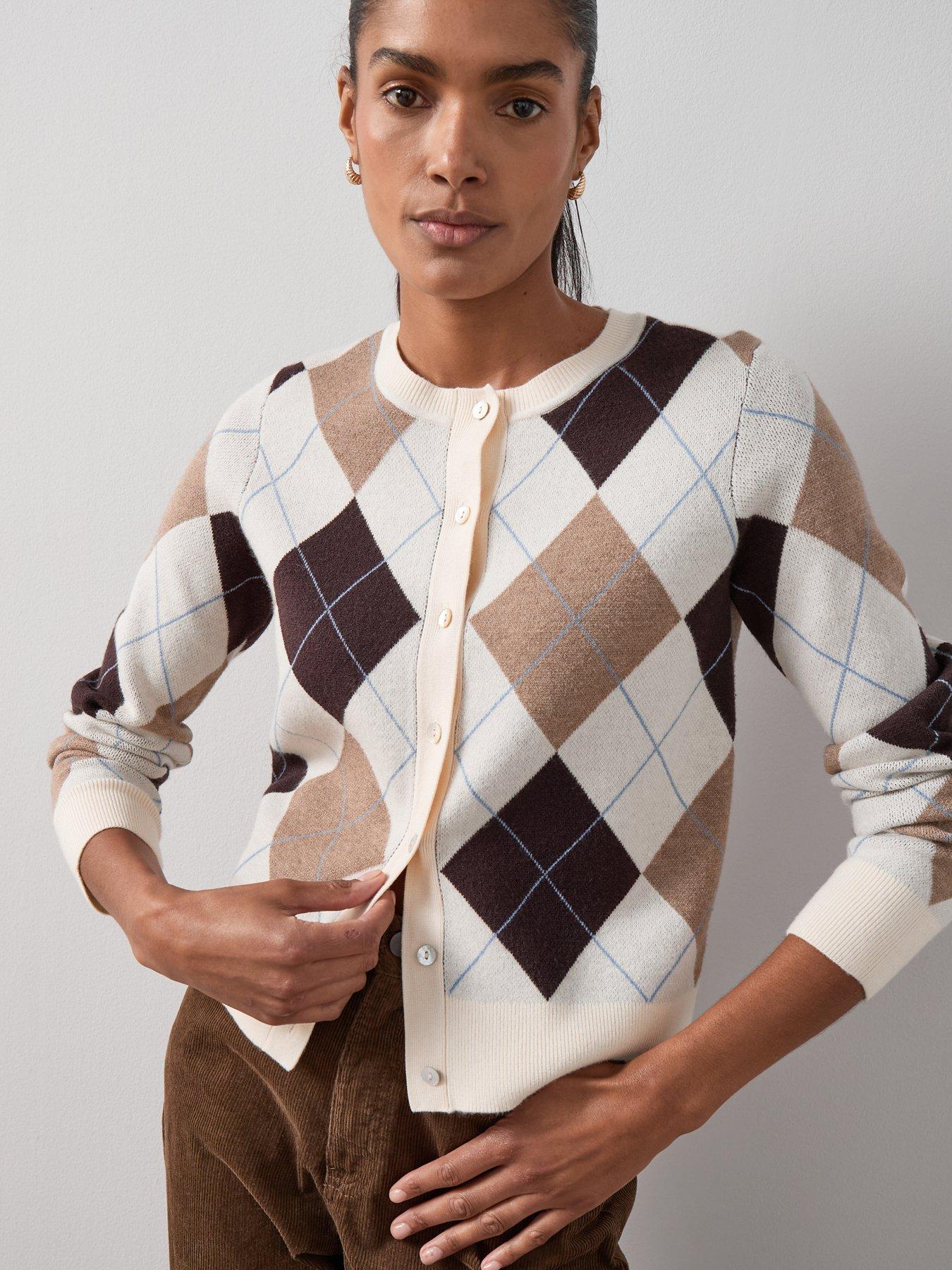 Image 6 of 6 of The Very Collection Classic Comfort Crew Neck Argyle Cardigan - Multi
