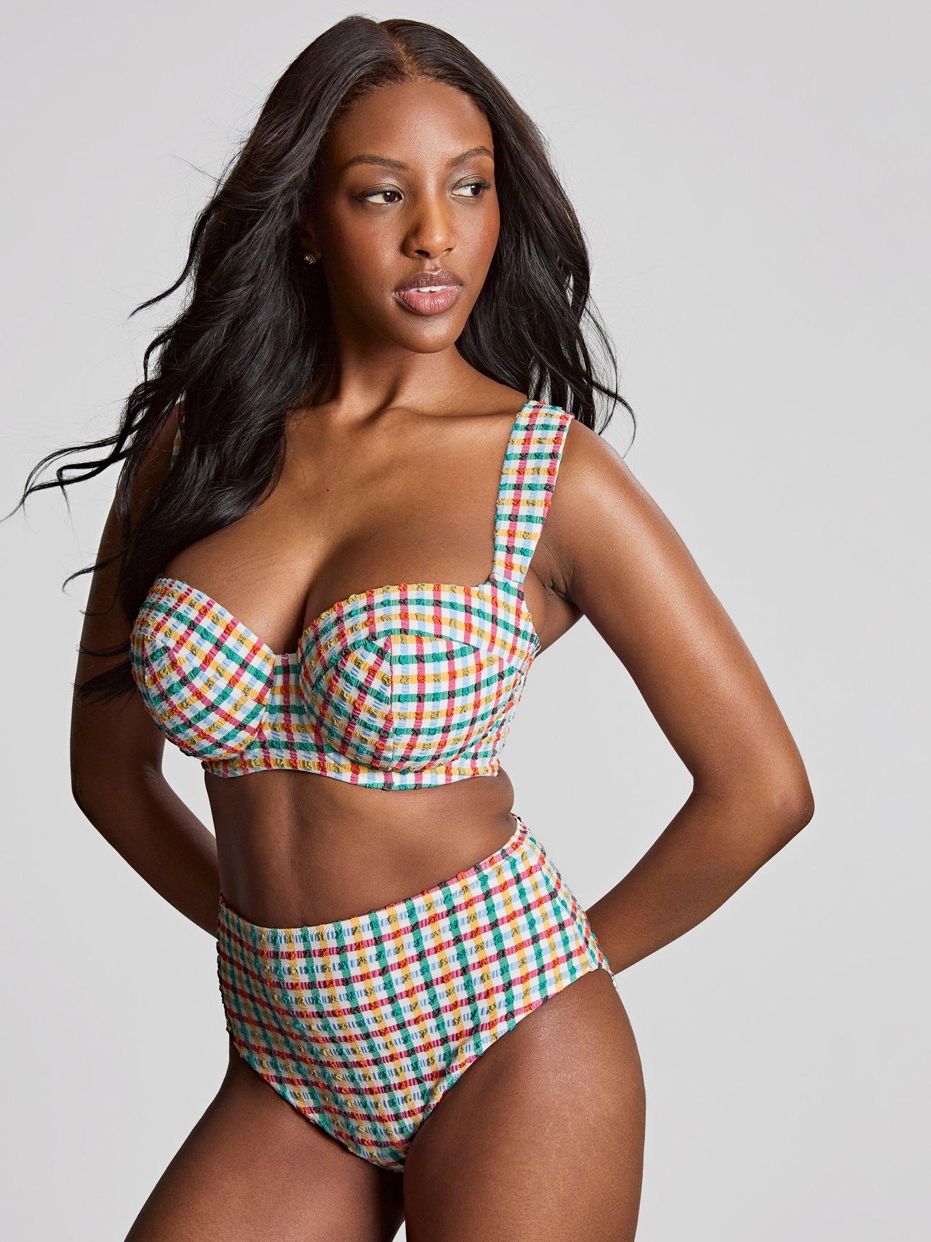 Panache Swim Bette Seersucker Multi Check Balcony Bikini Top - Seersucker Multi