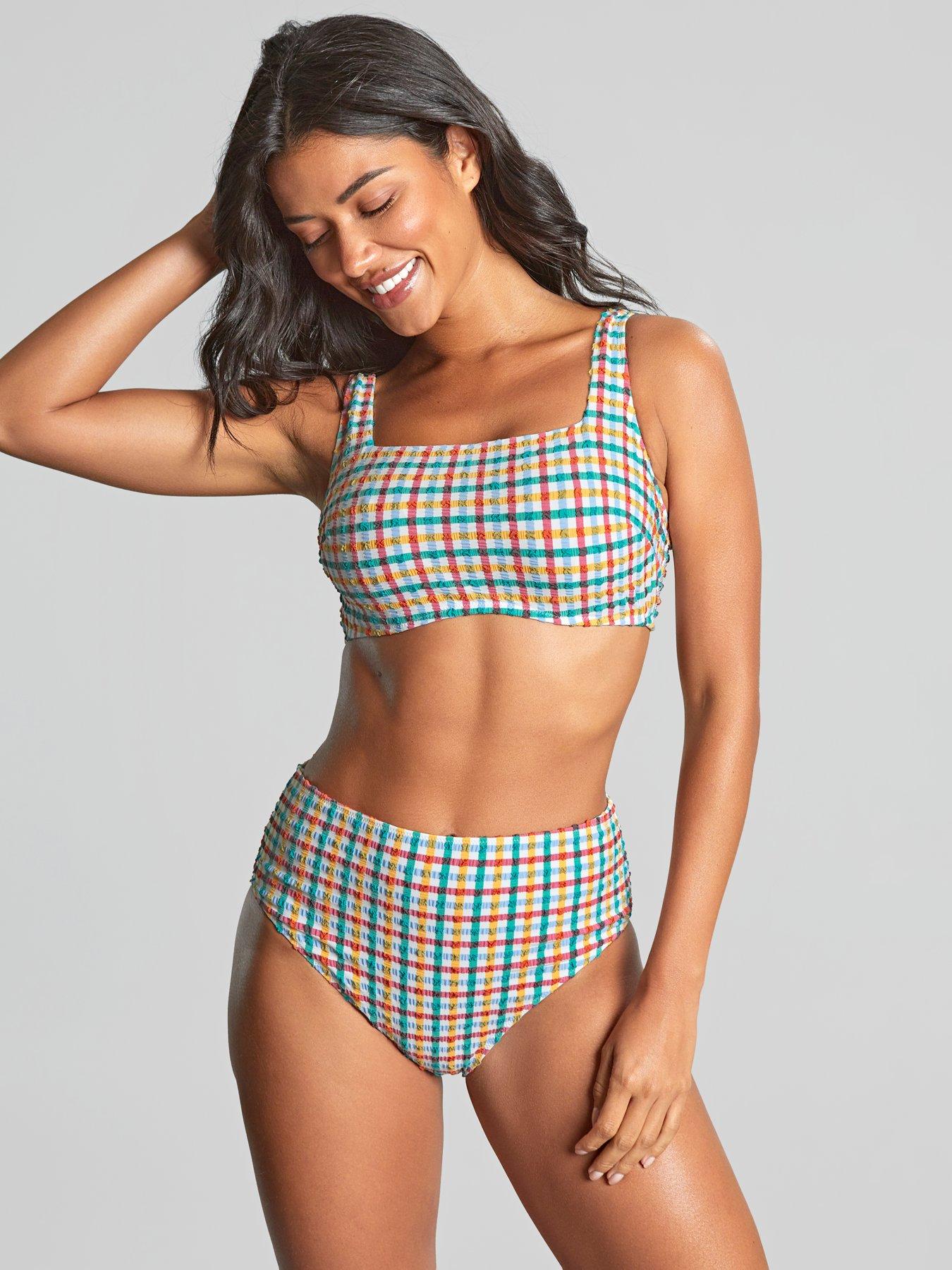 Panache Swim Gina Seersucker Multi Check Balcony Bikini Top - Seersucker Multi