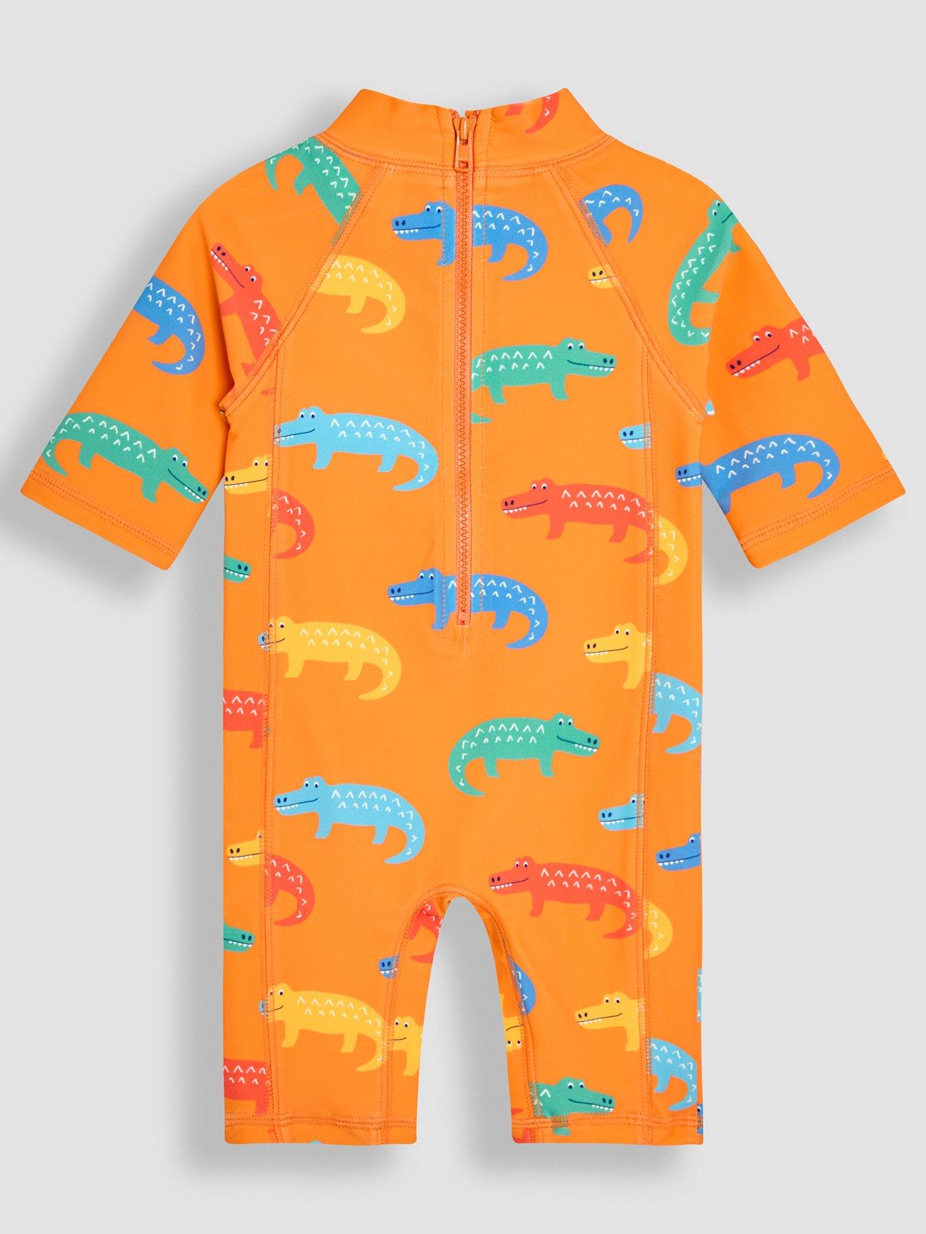  image of jojo-maman-bebe-boys-crocodile-sun-protection-suit-orange