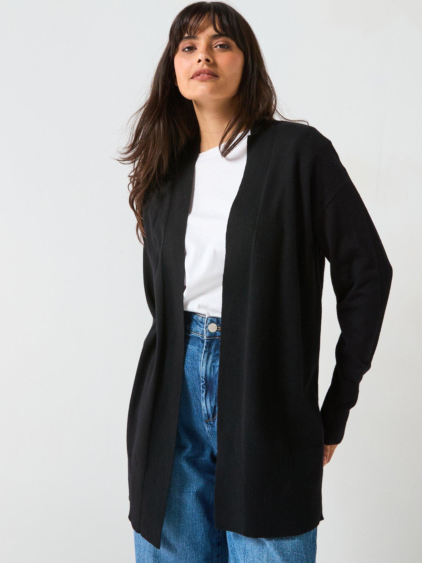 Image 1 of 5 of V by Very Classic Comfort Edge To Edge Cardigan - Black