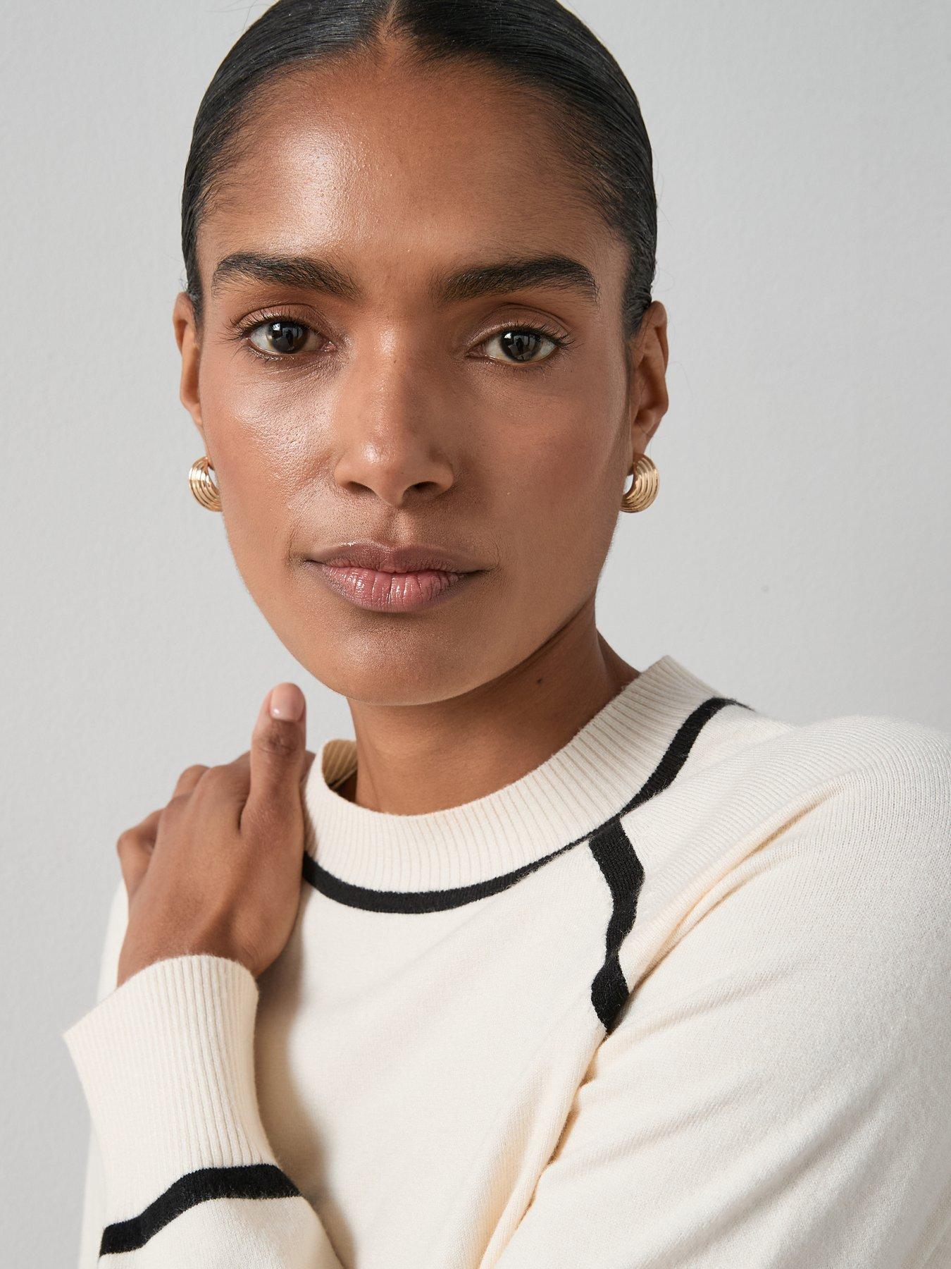 Image 4 of 6 of The Very Collection Classic Comfort Crew Neck Jumper with Tipping - Cream