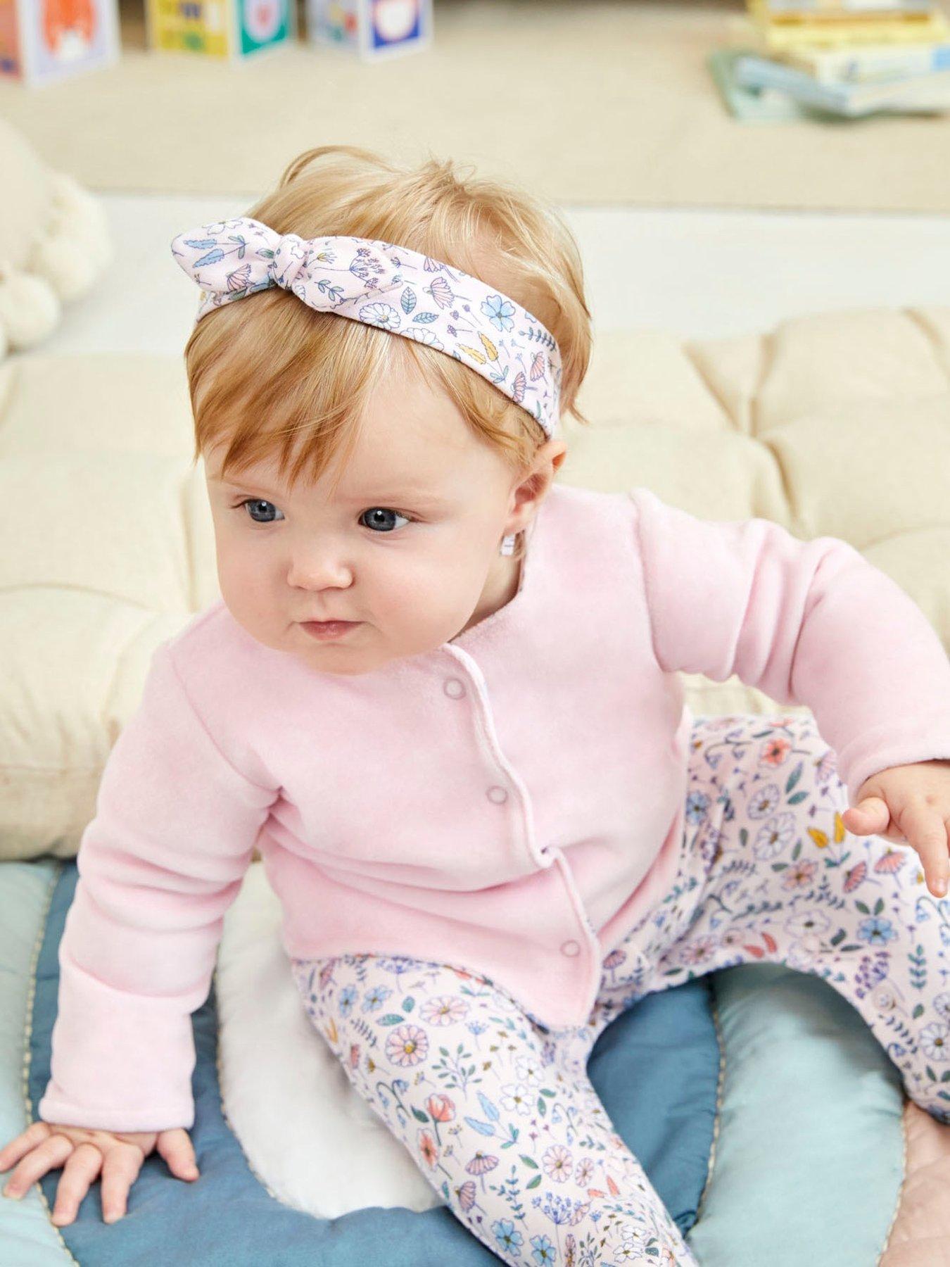  image of jojo-maman-bebe-baby-girls-2-piece-sleepsuit-velour-jacket-set-multi