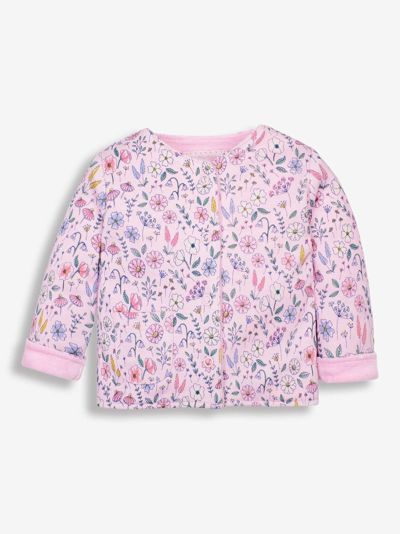 image of jojo-maman-bebe-baby-girls-2-piece-sleepsuit-velour-jacket-set-multi