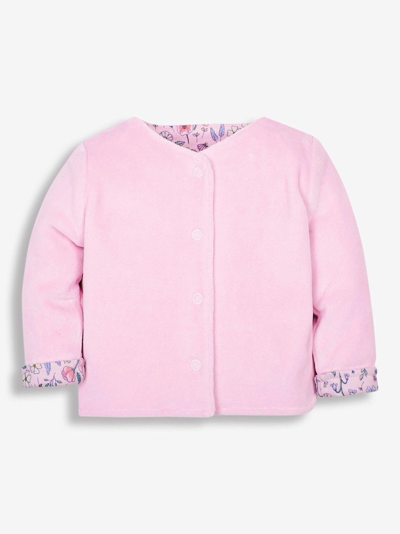  image of jojo-maman-bebe-baby-girls-2-piece-sleepsuit-velour-jacket-set-multi