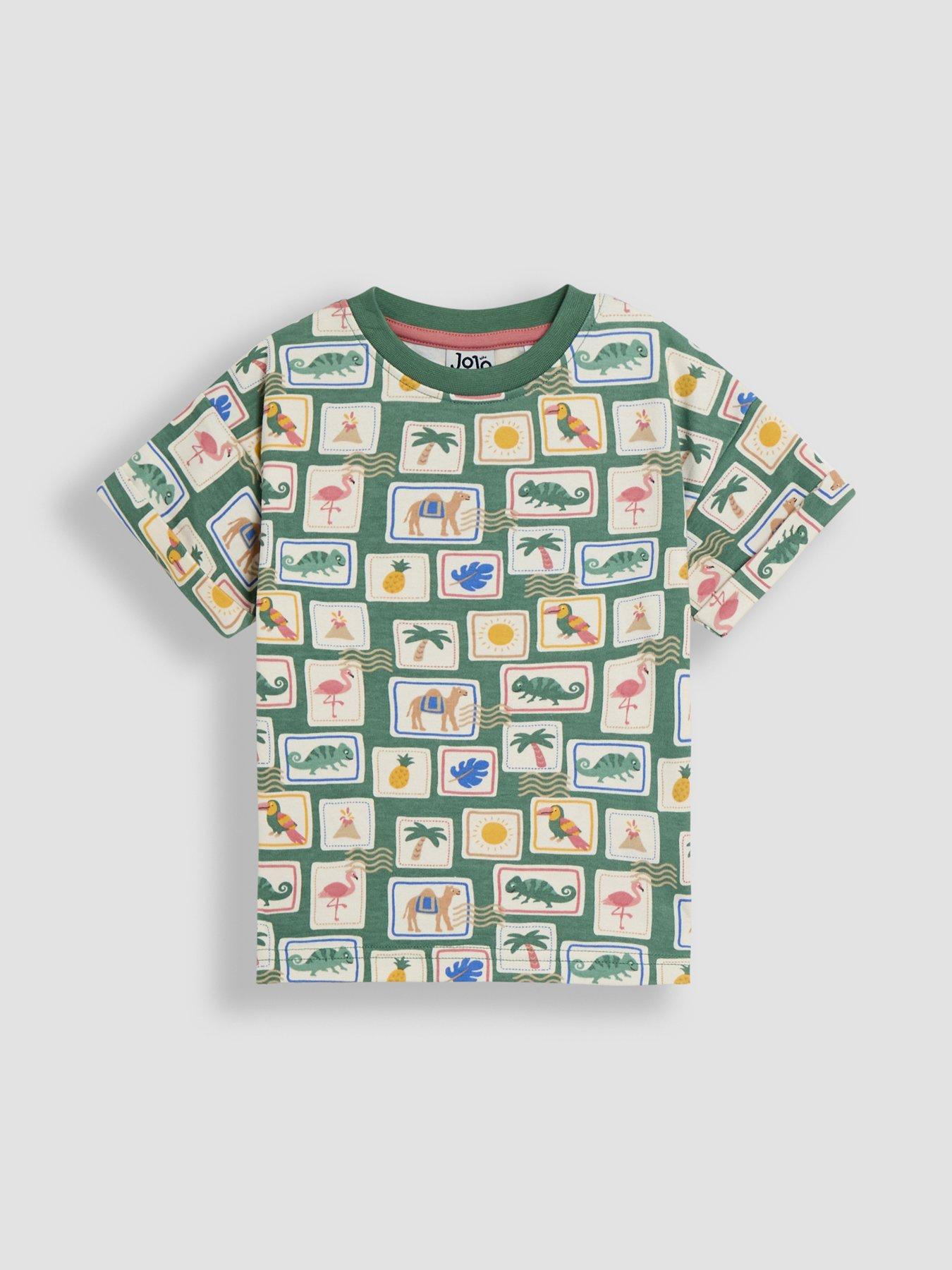  image of jojo-maman-bebe-boys-tropical-postcard-print-t-shirt-short-set-khaki