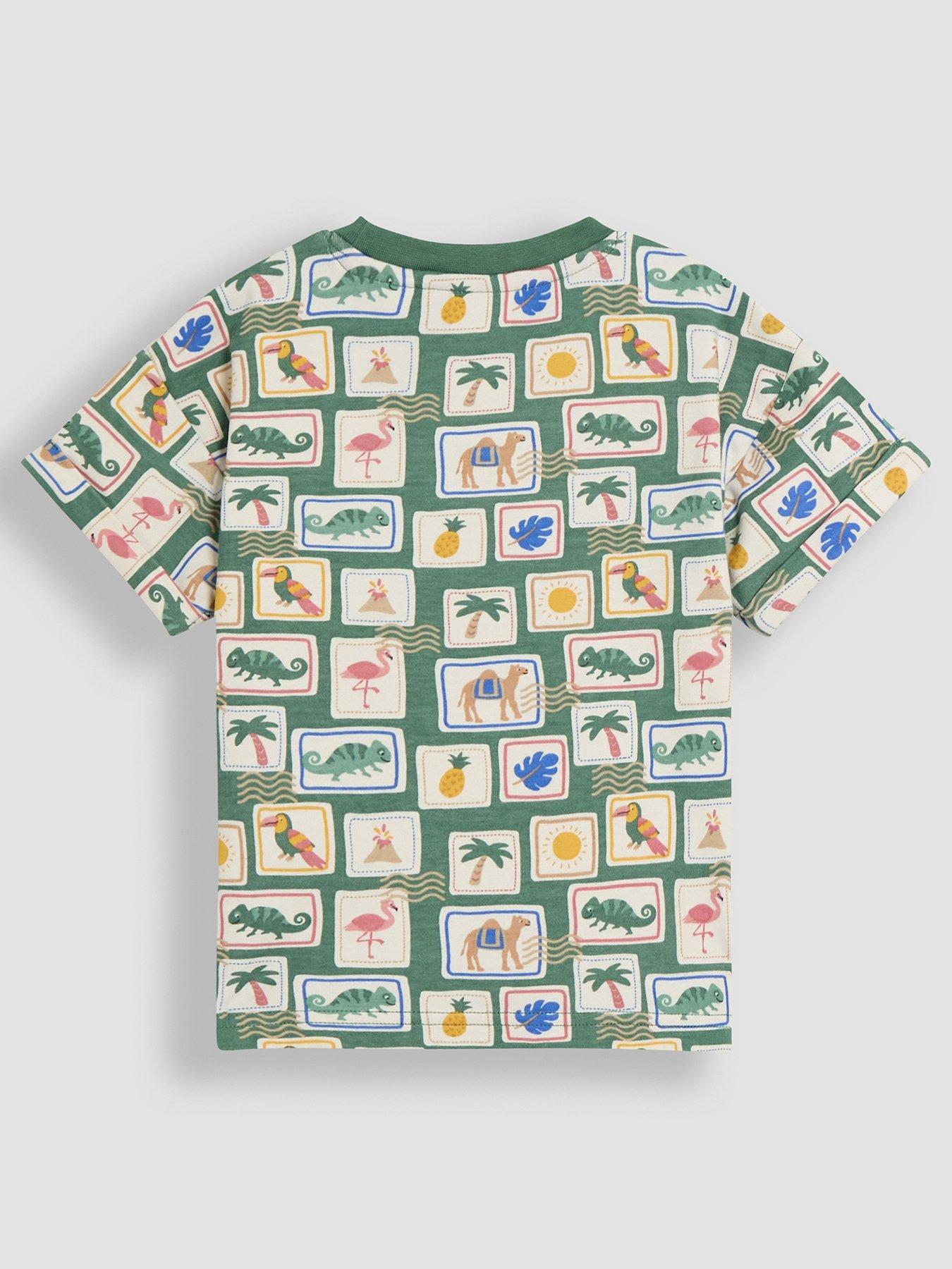  image of jojo-maman-bebe-boys-tropical-postcard-print-t-shirt-short-set-khaki