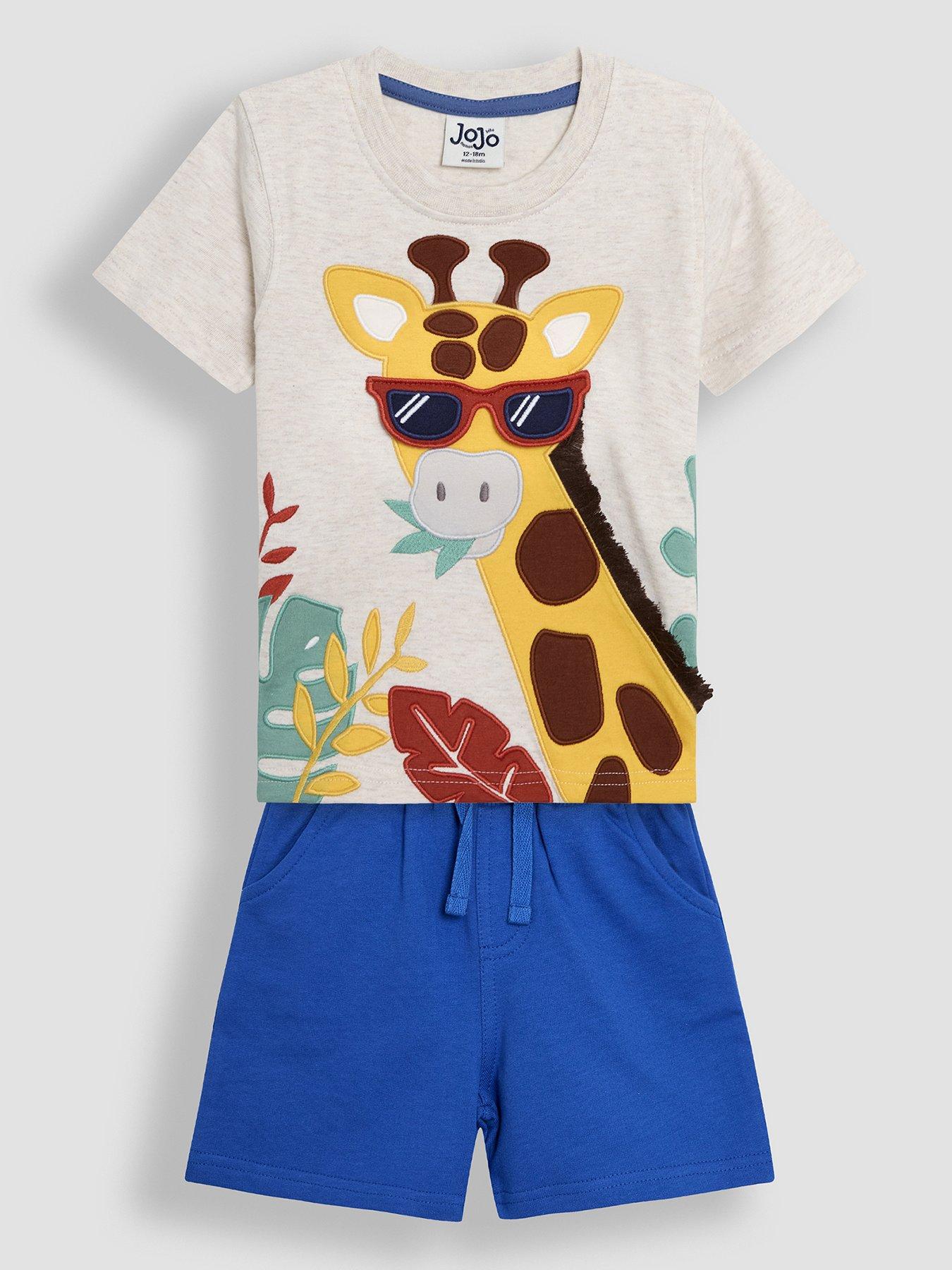  image of jojo-maman-bebe-boys-2-piece-giraffe-applique-t-shirt-amp-short-set-beige