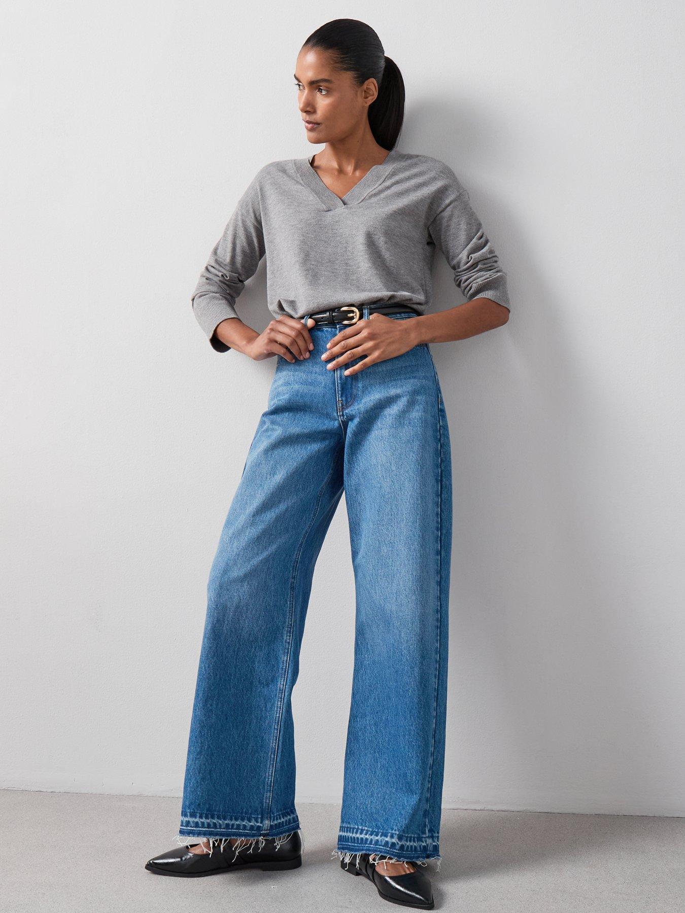 Image 3 of 6 of The Very Collection Classic Comfort V Neck Longline Jumper - Grey