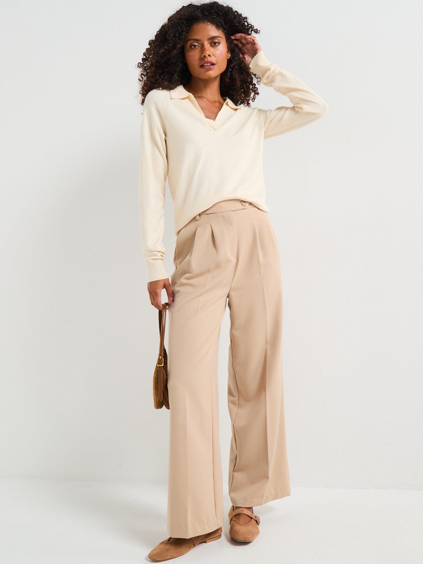 Image 4 of 6 of V by Very Classic Comfort Relaxed Collared Jumper - Cream