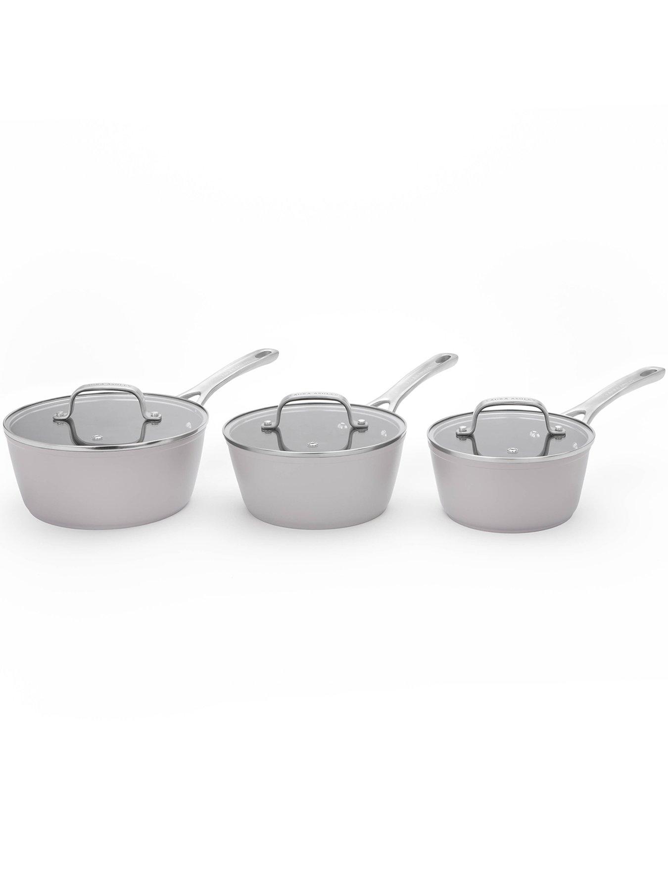  image of laura-ashley-3-piece-saucepan-set-dark-dove-grey