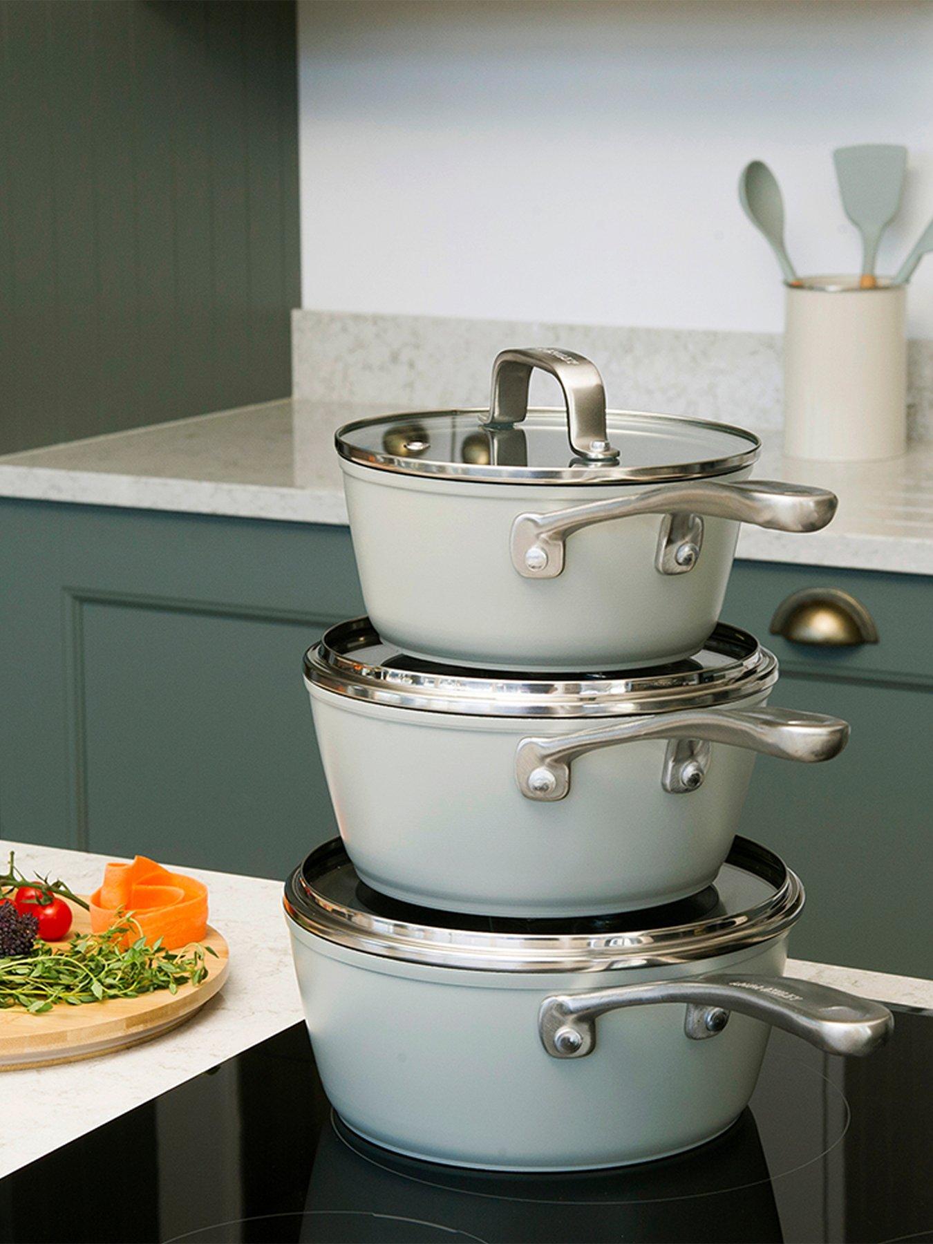  image of laura-ashley-3-piece-saucepan-set-sage-leaf