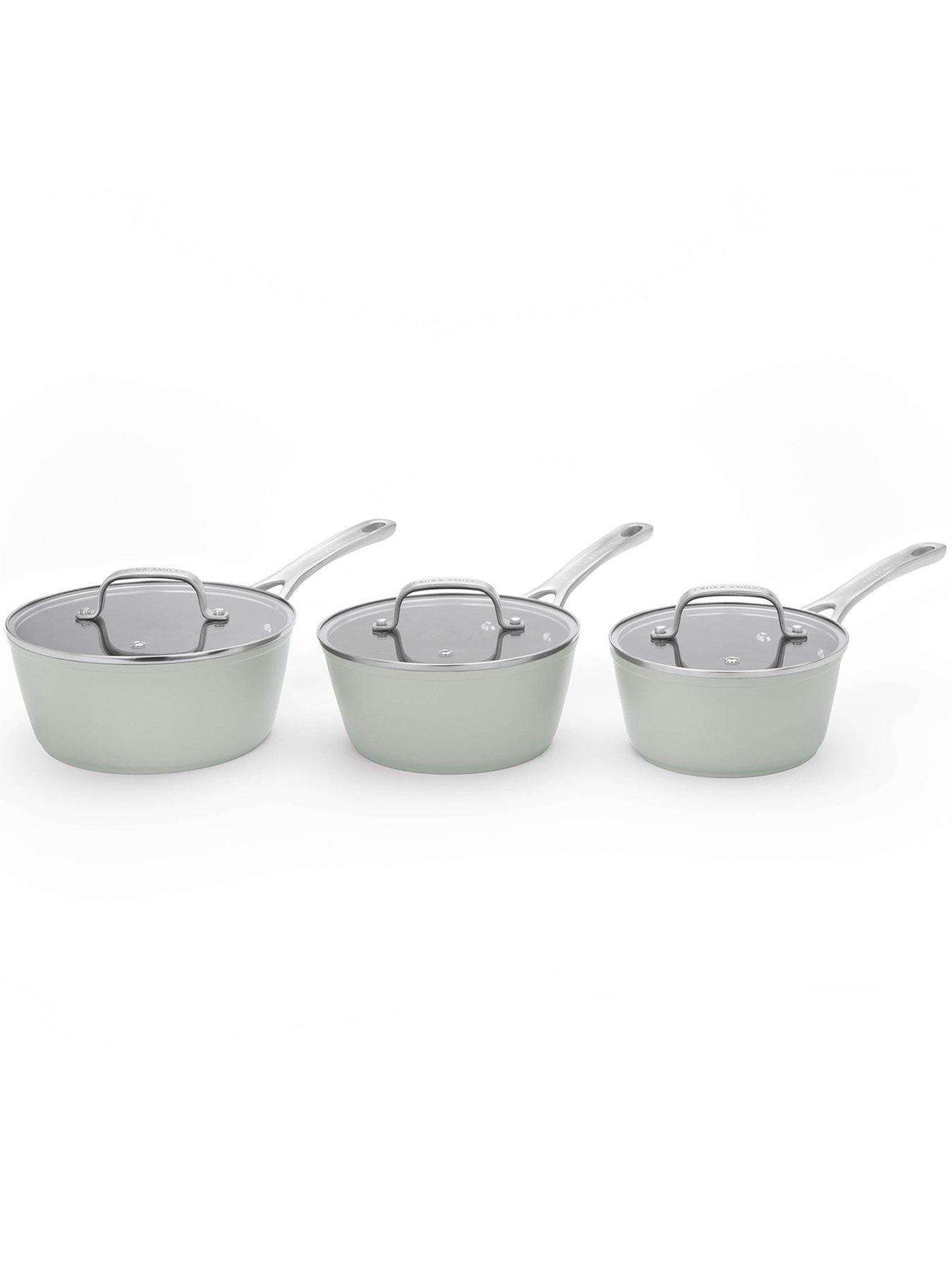 image of laura-ashley-3-piece-saucepan-set-sage-leaf