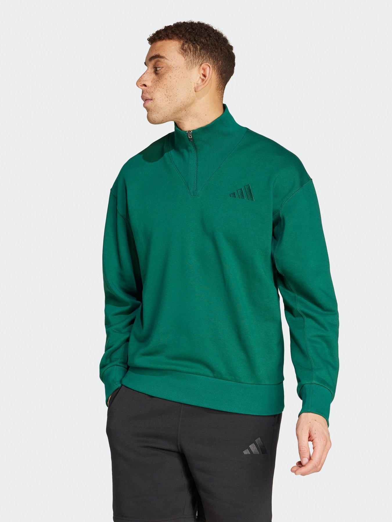  image of adidas-sportswear-mens-all-szn-fleece-quarter-zip-sweatshirt-green