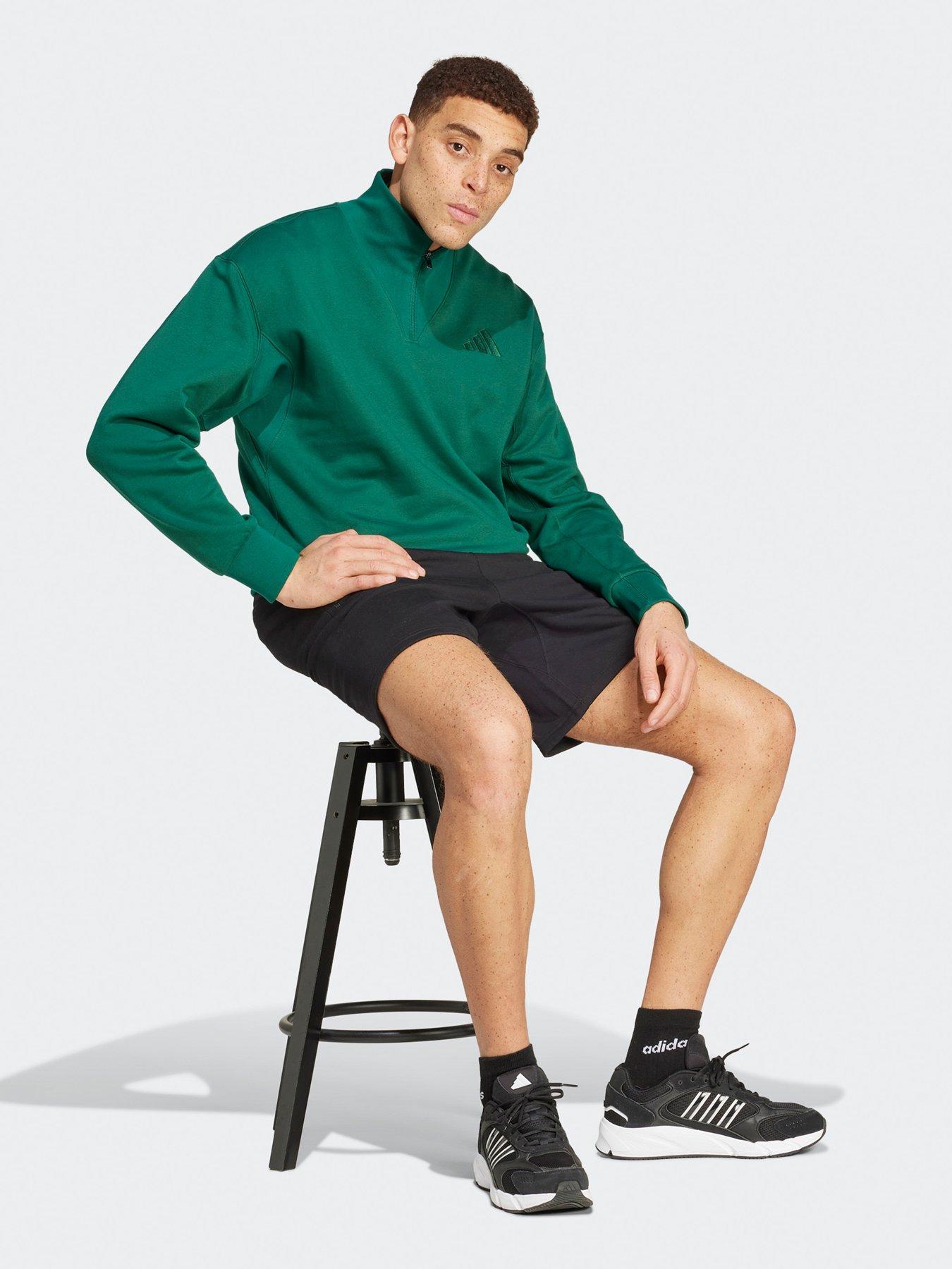  image of adidas-sportswear-mens-all-szn-fleece-quarter-zip-sweatshirt-green
