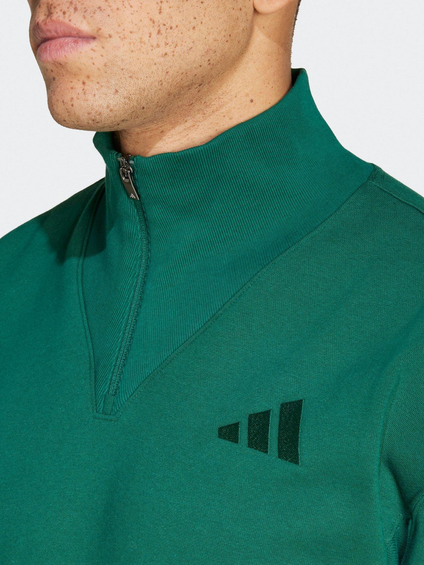  image of adidas-sportswear-mens-all-szn-fleece-quarter-zip-sweatshirt-green
