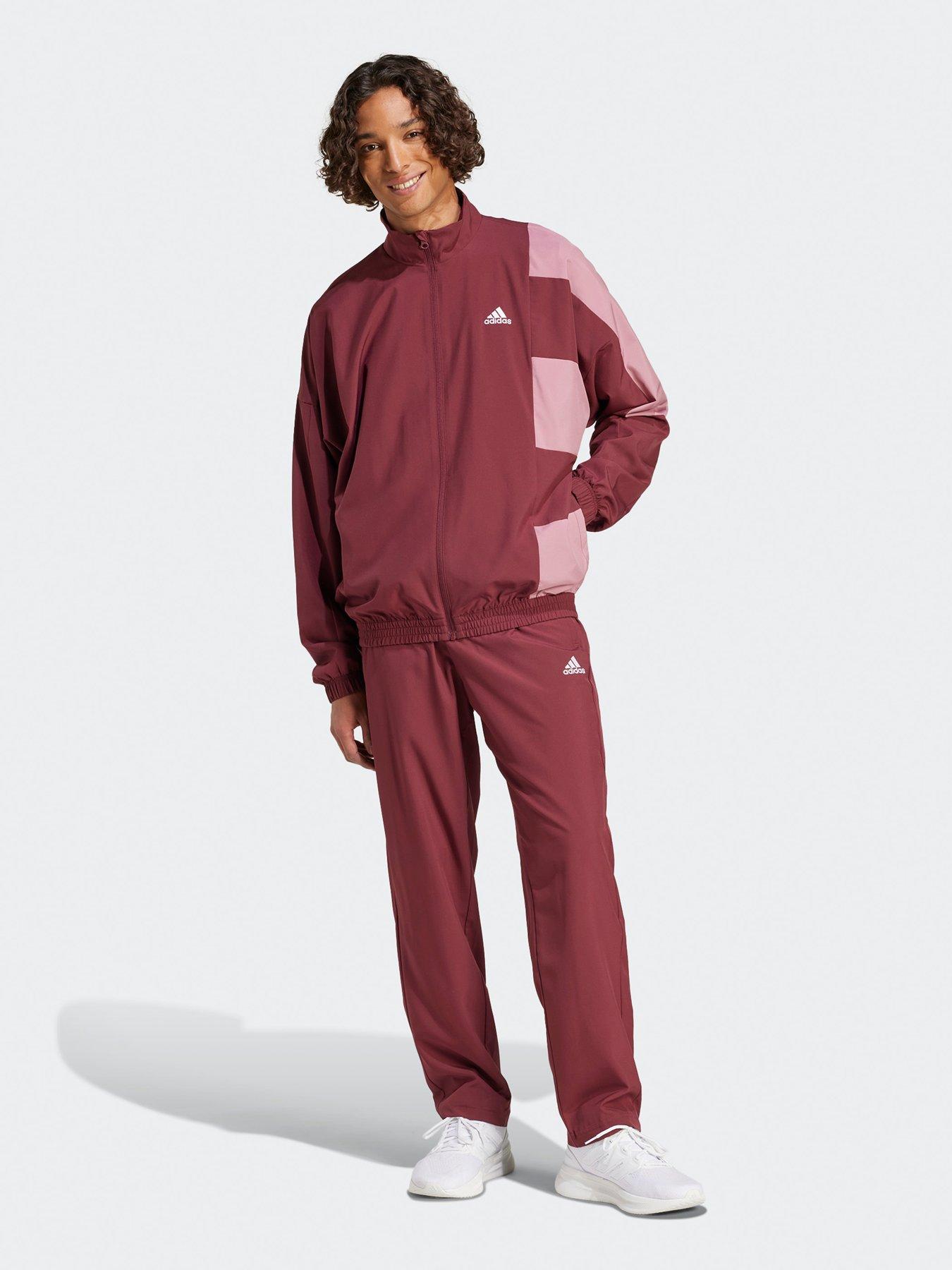 Image 1 of 5 of adidas Sportswear Men's Sportswear Colorblock Track Suit - Burgundy