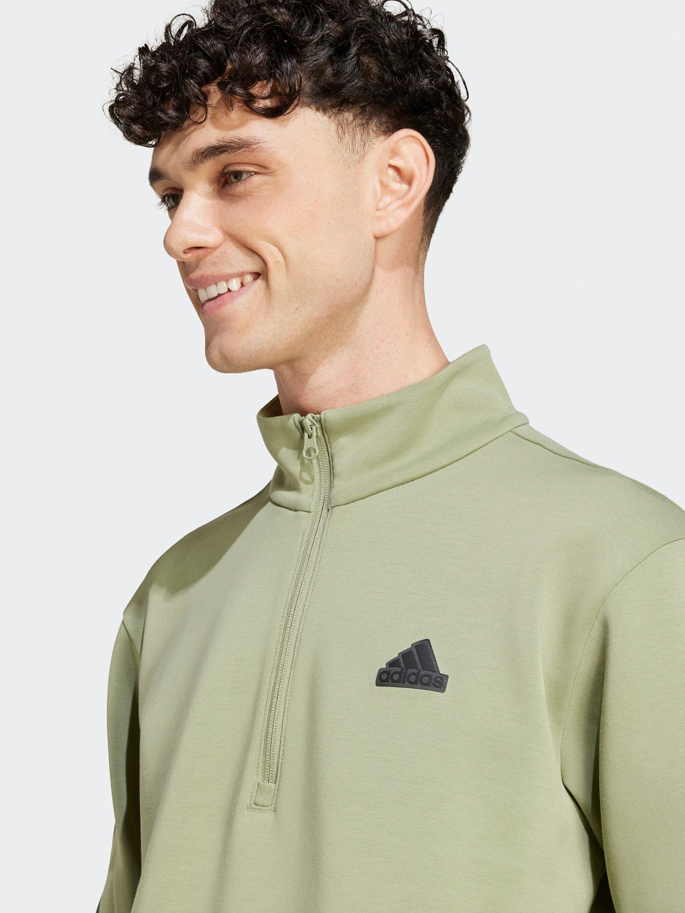  image of adidas-sportswear-mens-future-icons-3-stripes-half-zip-sweatshirt-green