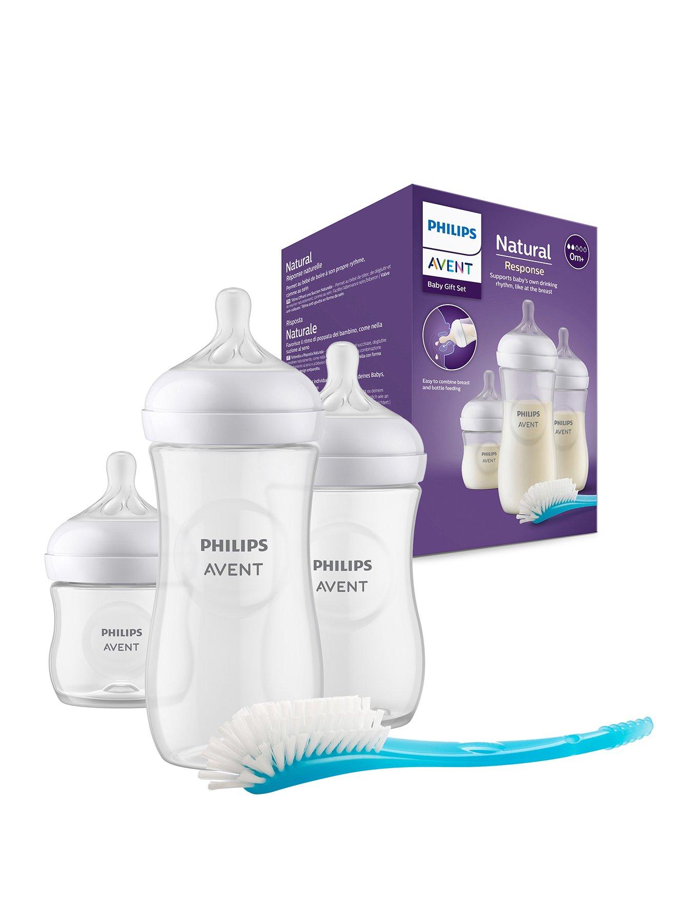 Avent Natural Response Newborn Baby Kit - 1x 4oz, 9oz and 11oz Baby Bottles, Bottle Brush, SCD837/12