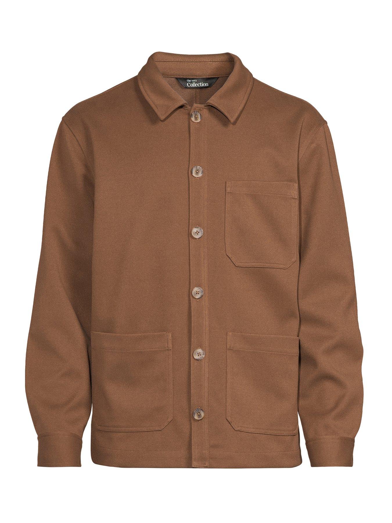 Image 7 of 7 of Very Man Jersey Chore Jacket - Brown