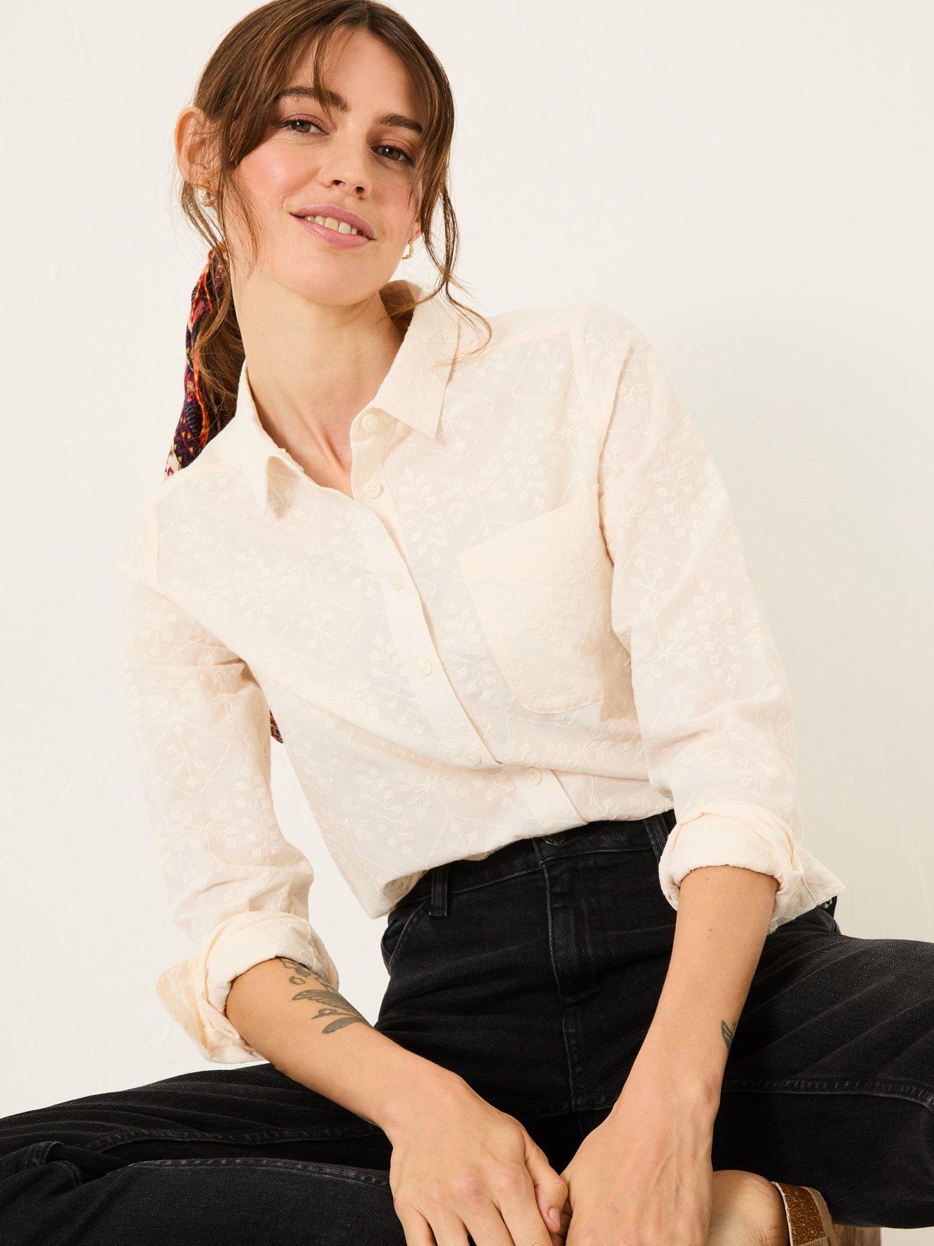 undefined Olivia Embroidered Shirt - Ivory