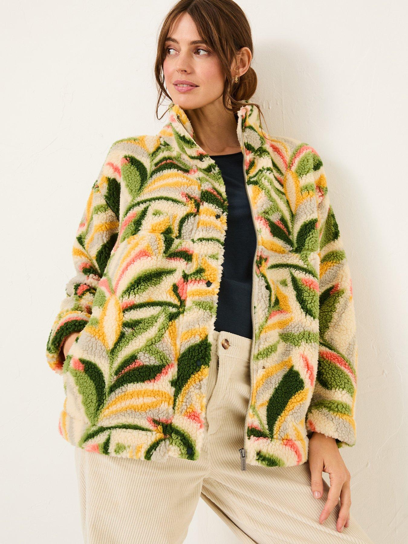 Image 1 of 4 of FatFace Printed Fleece Jacket - Beige
