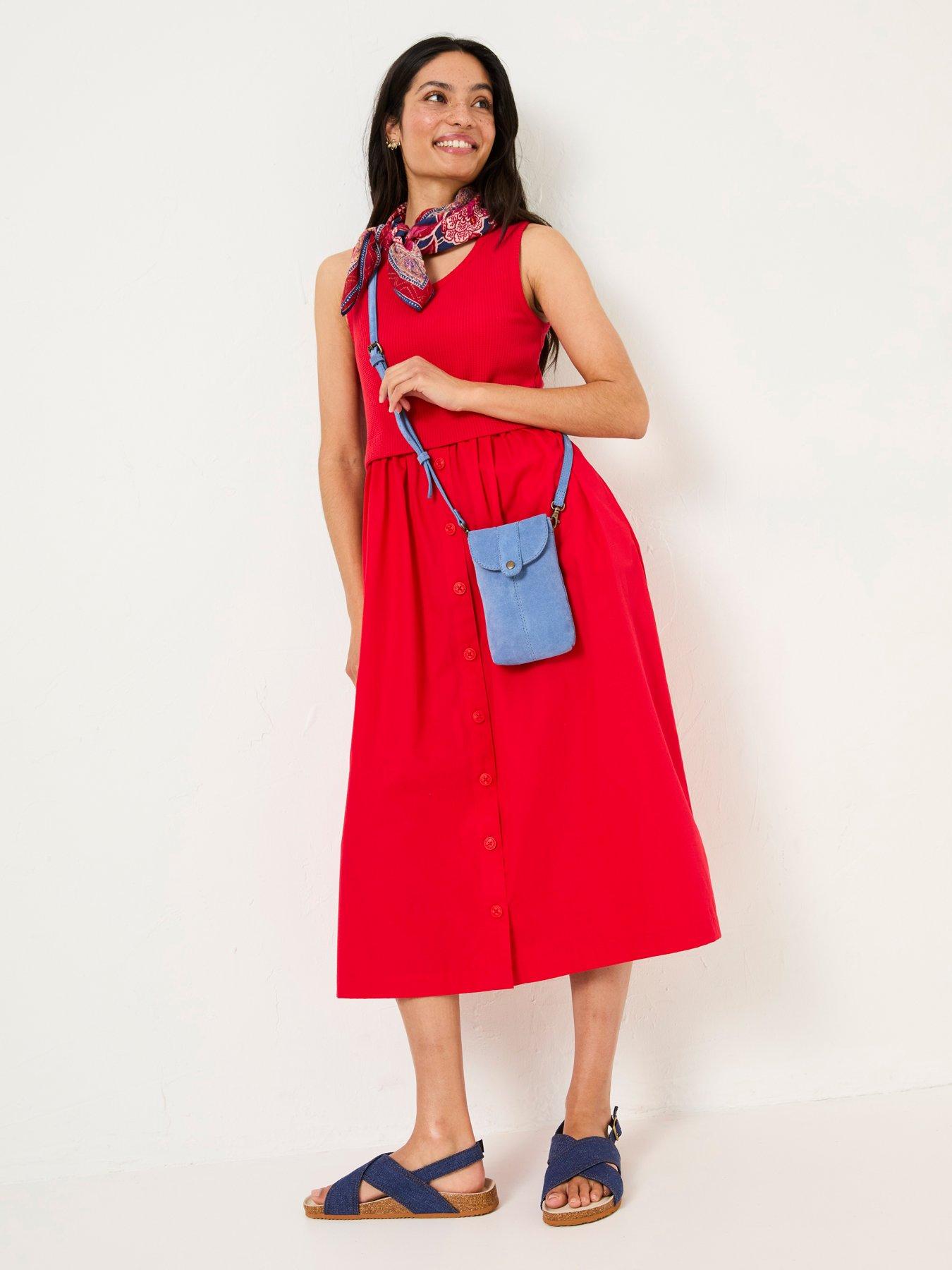 front image of fatface-sal-midi-dress-red