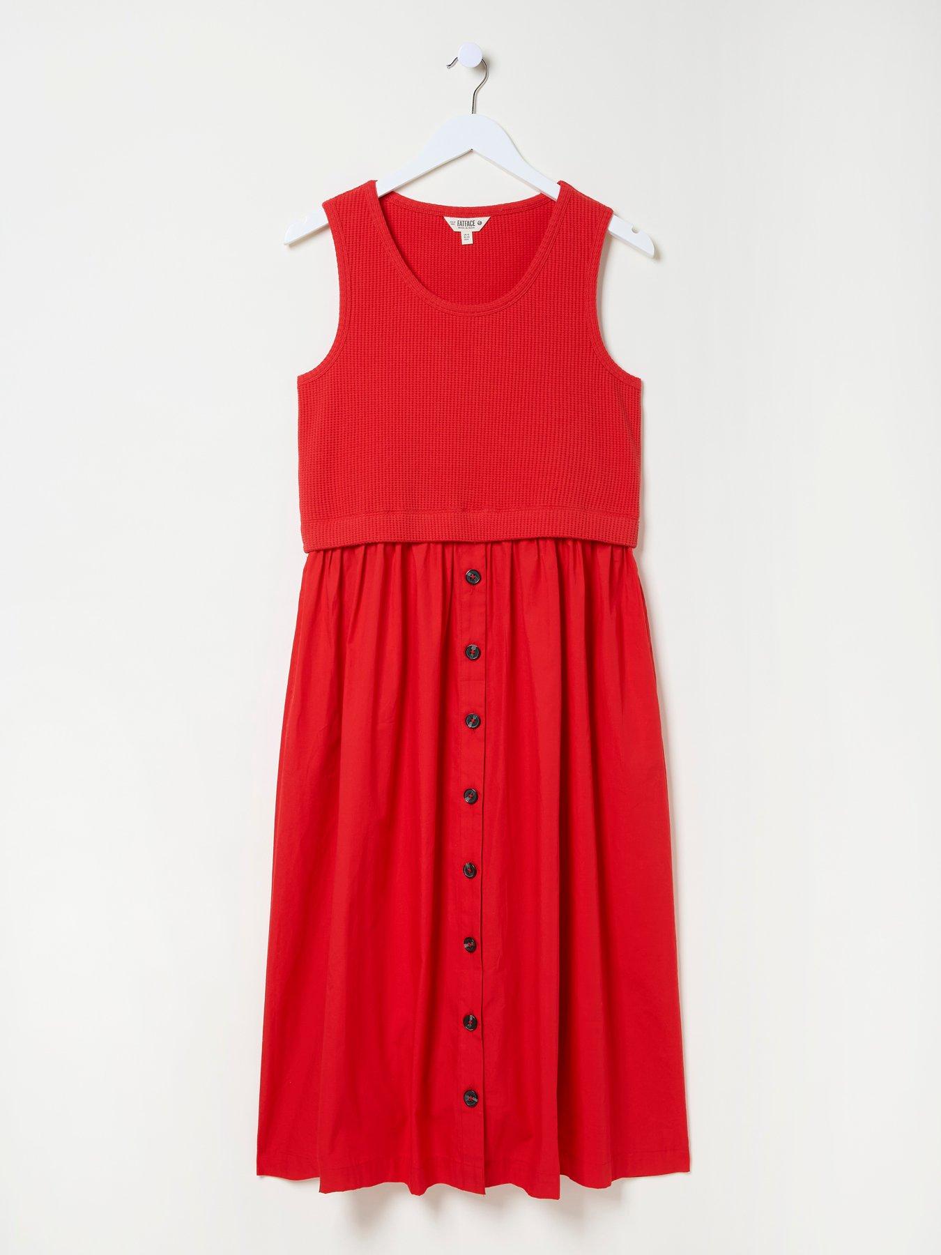  image of fatface-sal-midi-dress-red